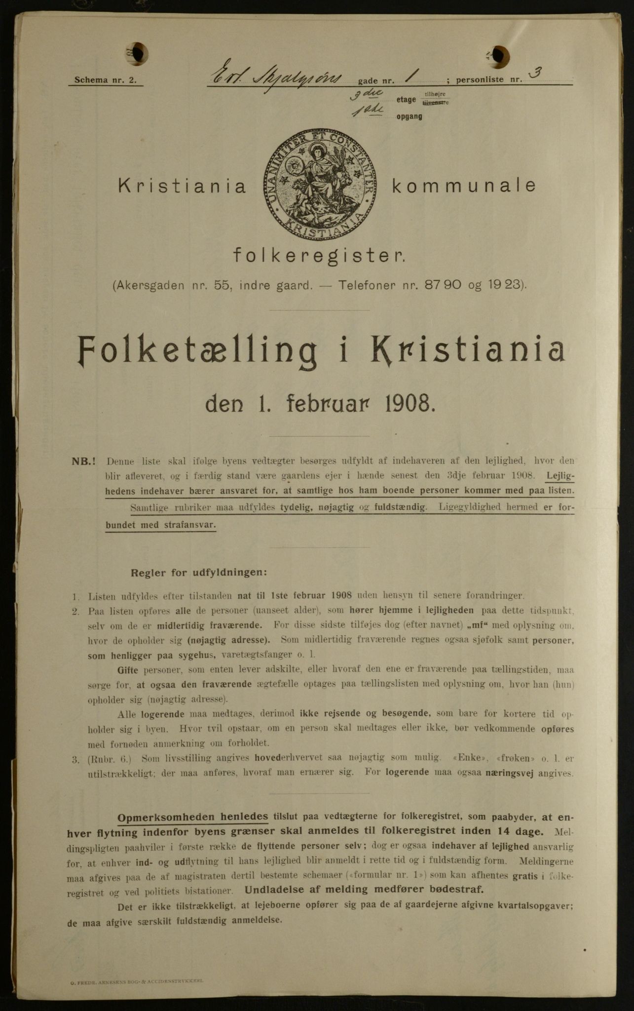 OBA, Kommunal folketelling 1.2.1908 for Kristiania kjøpstad, 1908, s. 20064