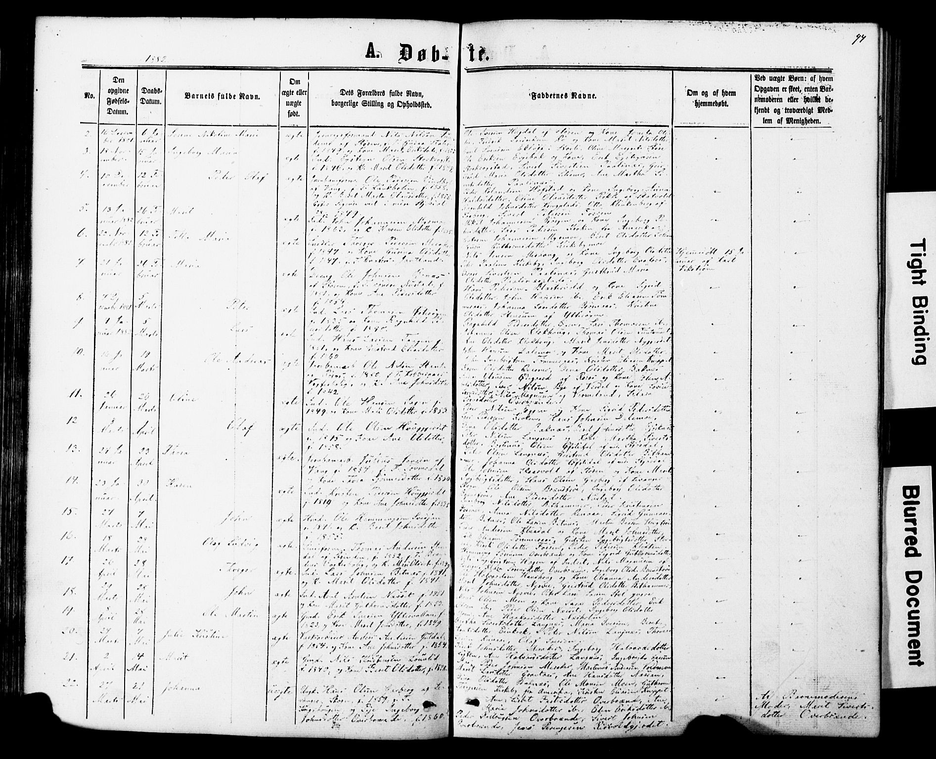 Ministerialprotokoller, klokkerbøker og fødselsregistre - Nord-Trøndelag, SAT/A-1458/706/L0049: Klokkerbok nr. 706C01, 1864-1895, s. 94