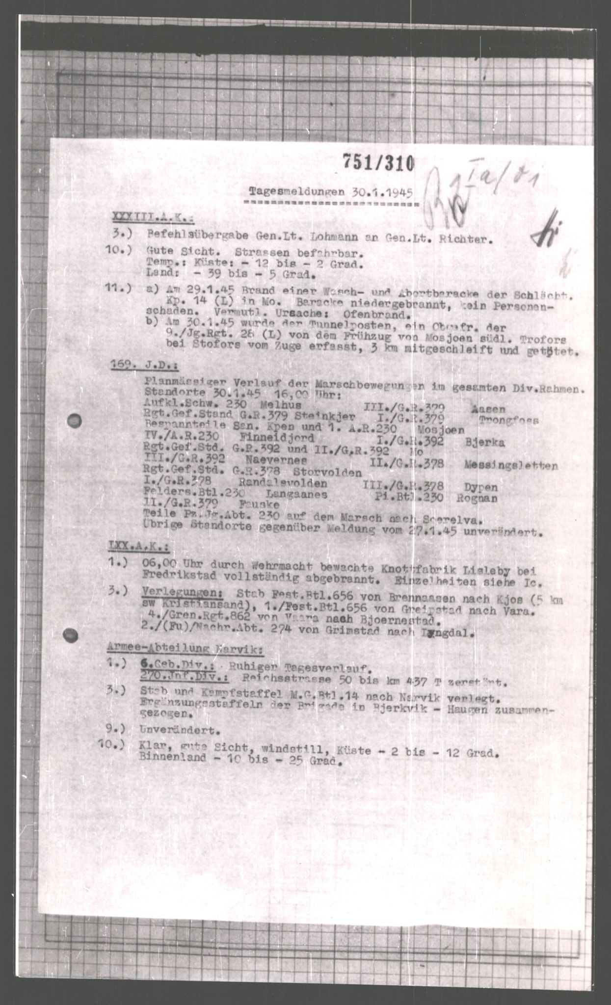 Forsvarets Overkommando. 2 kontor. Arkiv 11.4. Spredte tyske arkivsaker, AV/RA-RAFA-7031/D/Dar/Dara/L0006: Krigsdagbøker for 20. Gebirgs-Armee-Oberkommando (AOK 20), 1945, s. 865