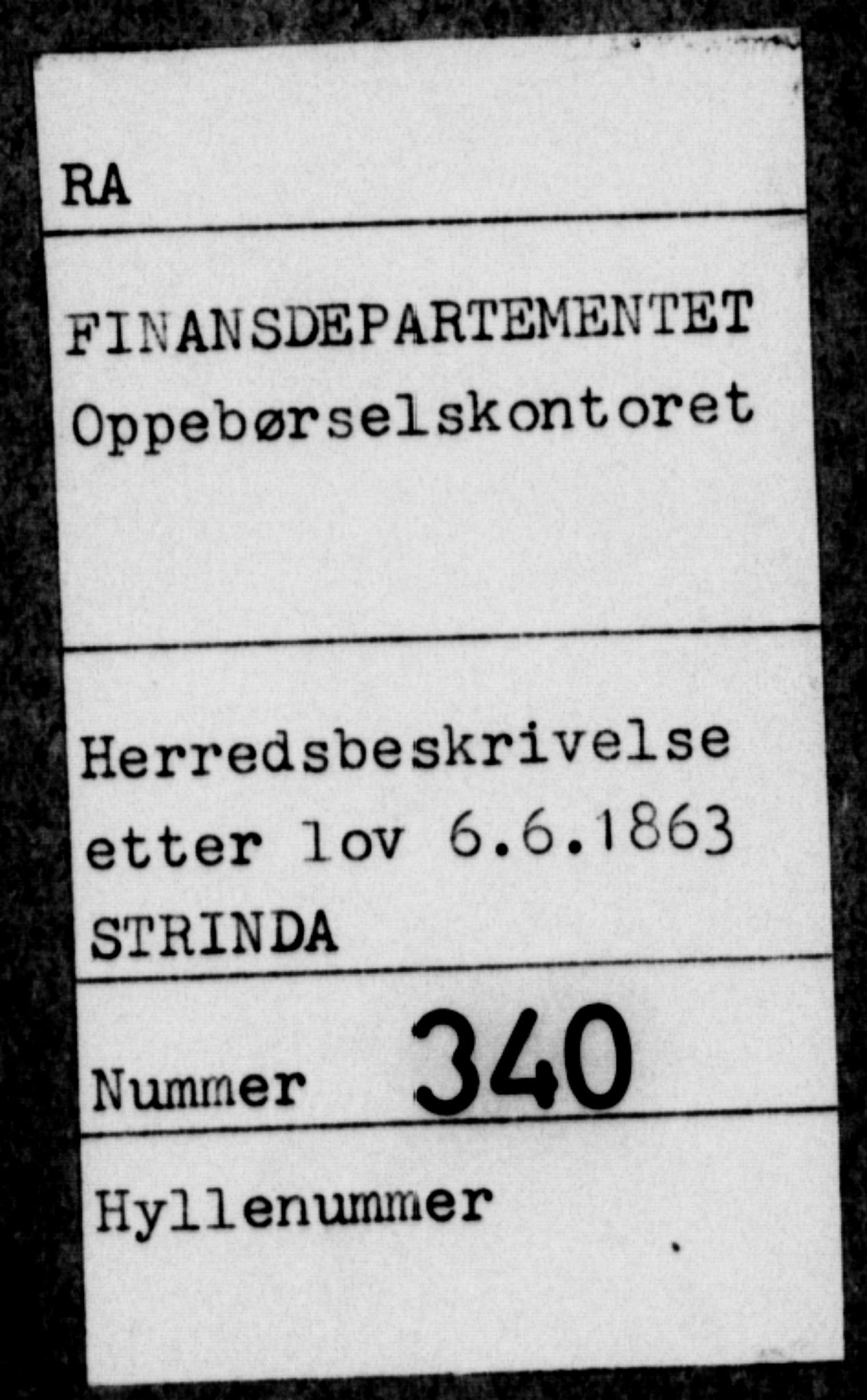 Matrikkelrevisjonen av 1863, AV/RA-S-1530/F/Fe/L0340: Strinda (Malvik), 1863