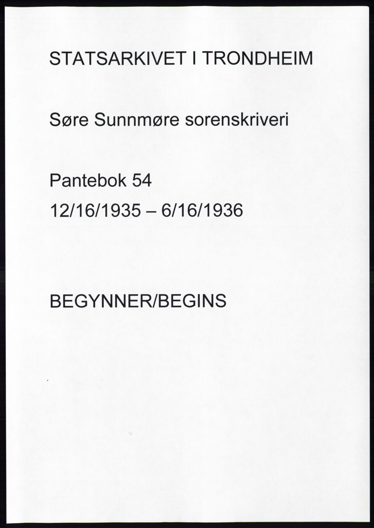 Søre Sunnmøre sorenskriveri, AV/SAT-A-4122/1/2/2C/L0060: Pantebok nr. 54, 1935-1936