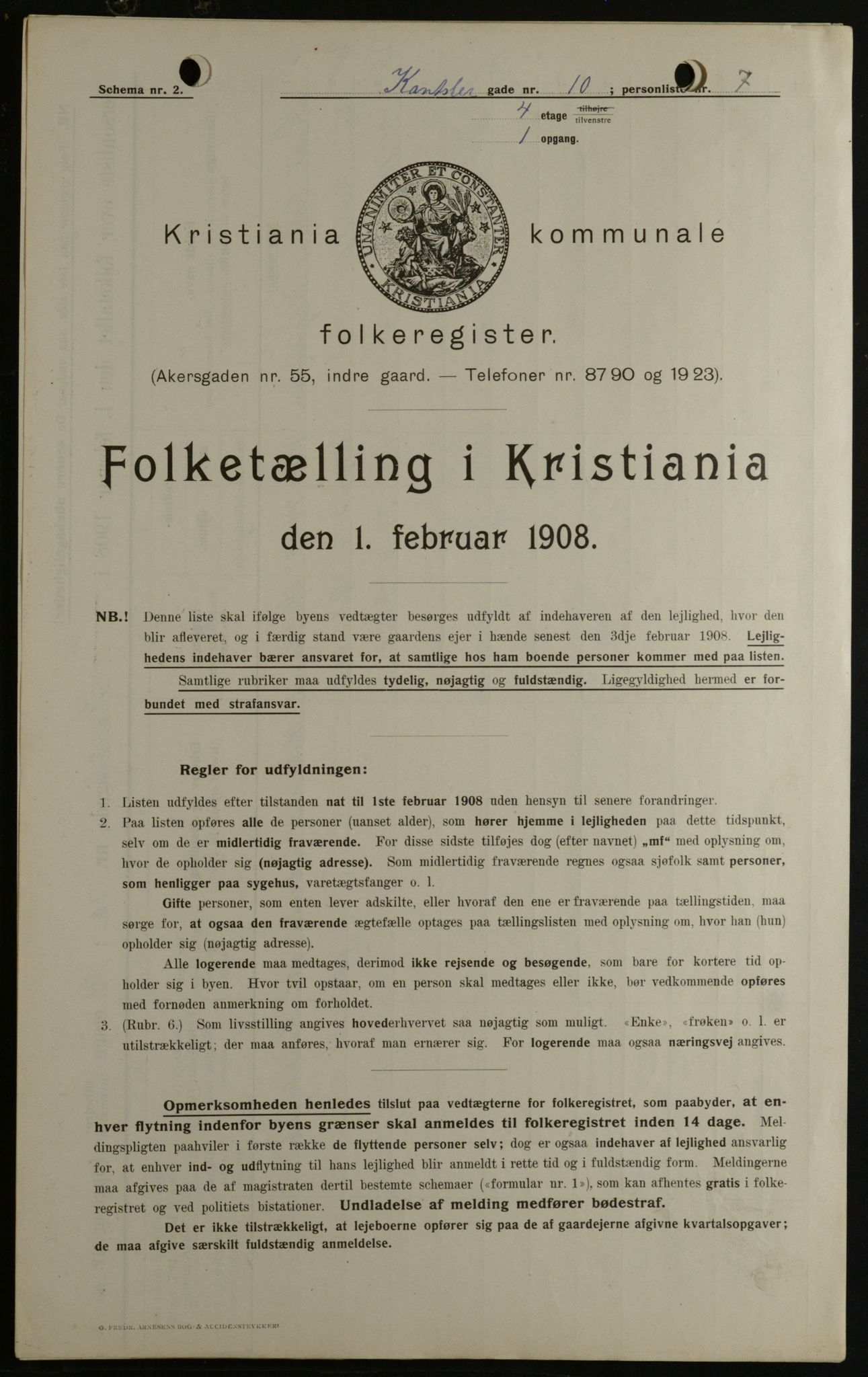 OBA, Kommunal folketelling 1.2.1908 for Kristiania kjøpstad, 1908, s. 43104