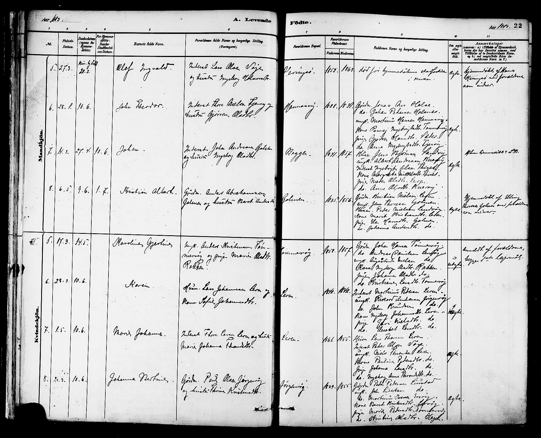 Ministerialprotokoller, klokkerbøker og fødselsregistre - Møre og Romsdal, AV/SAT-A-1454/577/L0896: Ministerialbok nr. 577A03, 1880-1898, s. 22