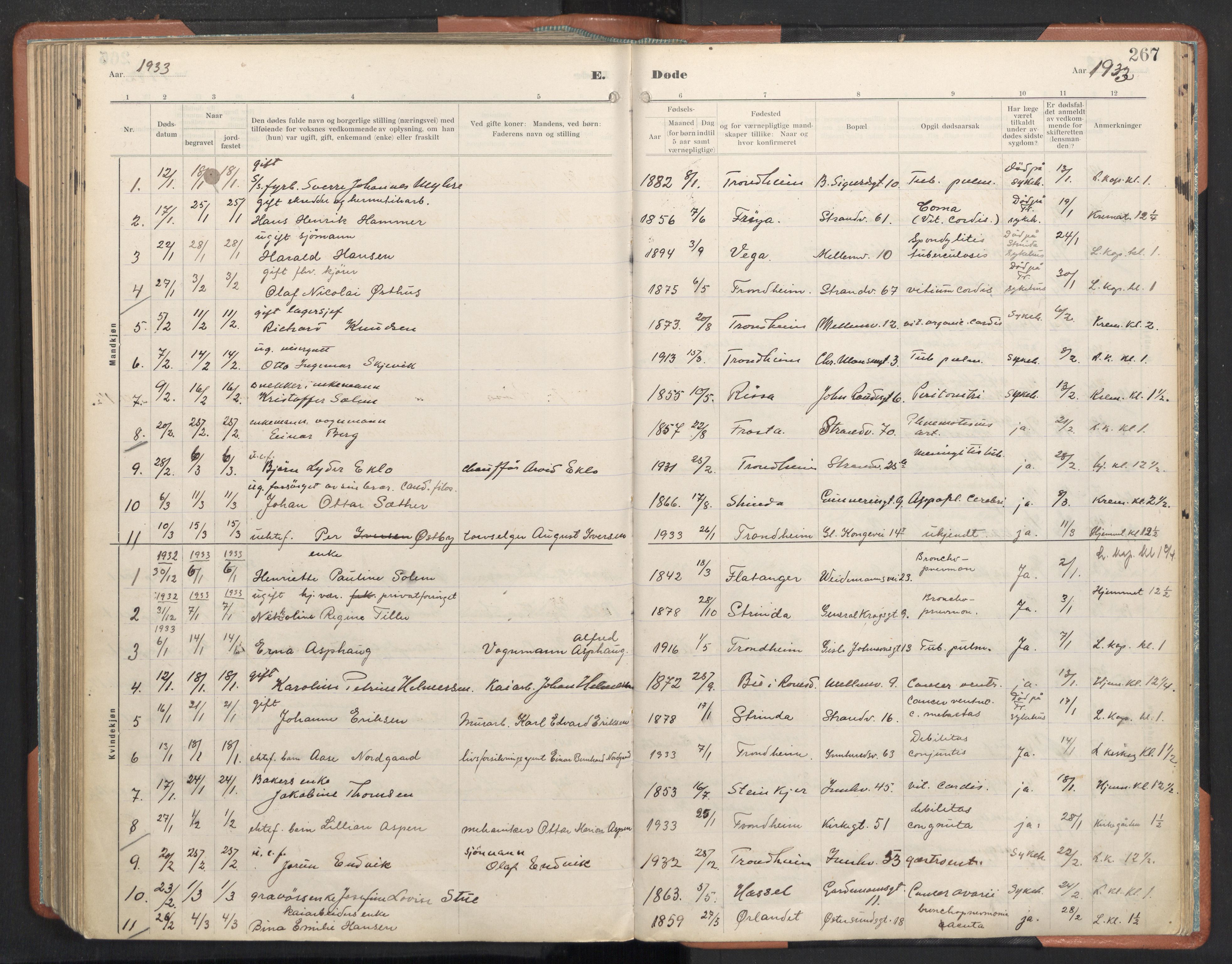 Ministerialprotokoller, klokkerbøker og fødselsregistre - Sør-Trøndelag, SAT/A-1456/605/L0245: Ministerialbok nr. 605A07, 1916-1938, s. 267