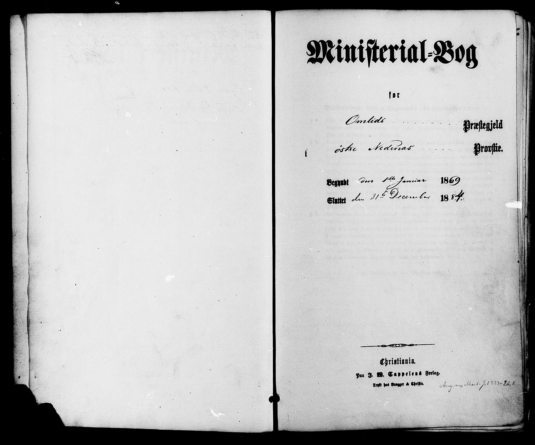 Åmli sokneprestkontor, SAK/1111-0050/F/Fa/Fac/L0009: Ministerialbok nr. A 9 /2, 1869-1884