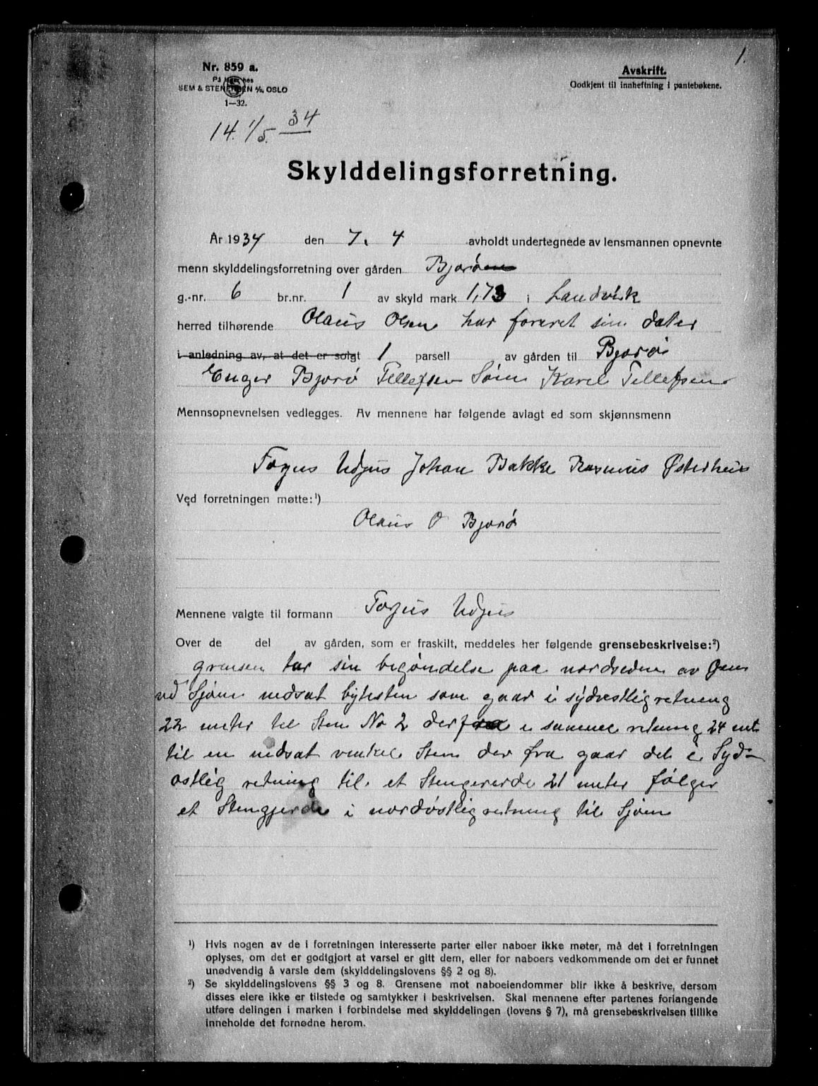 Vestre Nedenes/Sand sorenskriveri, AV/SAK-1221-0010/G/Gb/Gba/L0044: Pantebok nr. 70, 1934-1935, s. 0-1