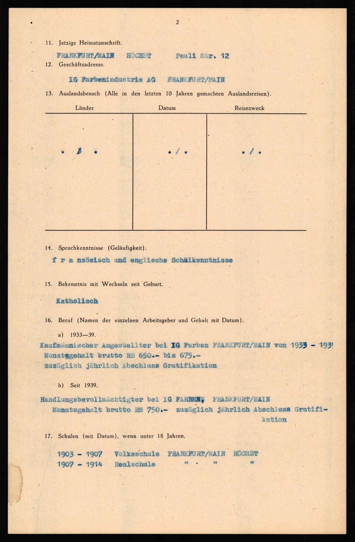 Forsvaret, Forsvarets overkommando II, AV/RA-RAFA-3915/D/Db/L0036: CI Questionaires. Tyske okkupasjonsstyrker i Norge. Tyskere., 1945-1946, s. 45