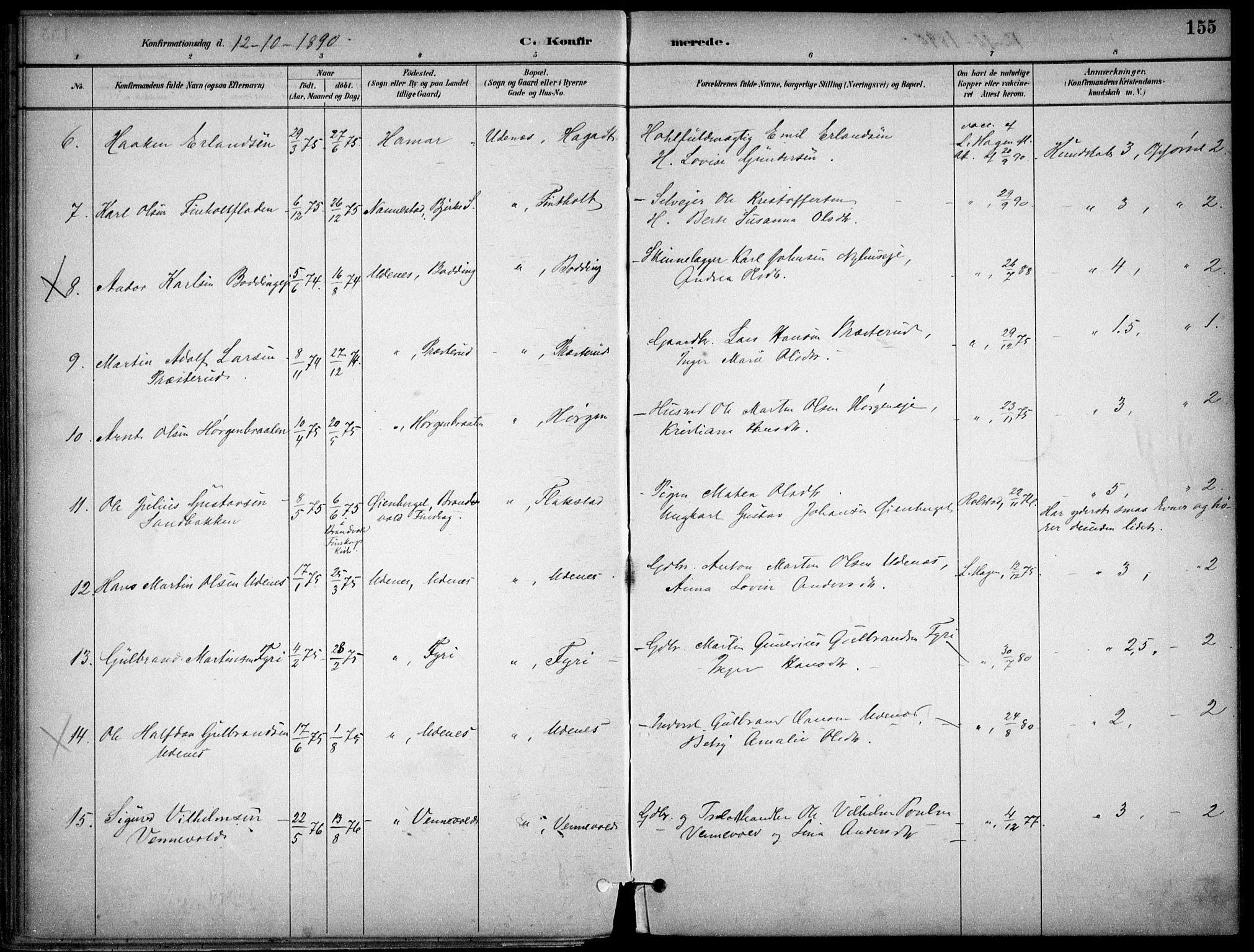 Nes prestekontor Kirkebøker, AV/SAO-A-10410/F/Fc/L0002: Ministerialbok nr. IIi 2, 1882-1916, s. 155