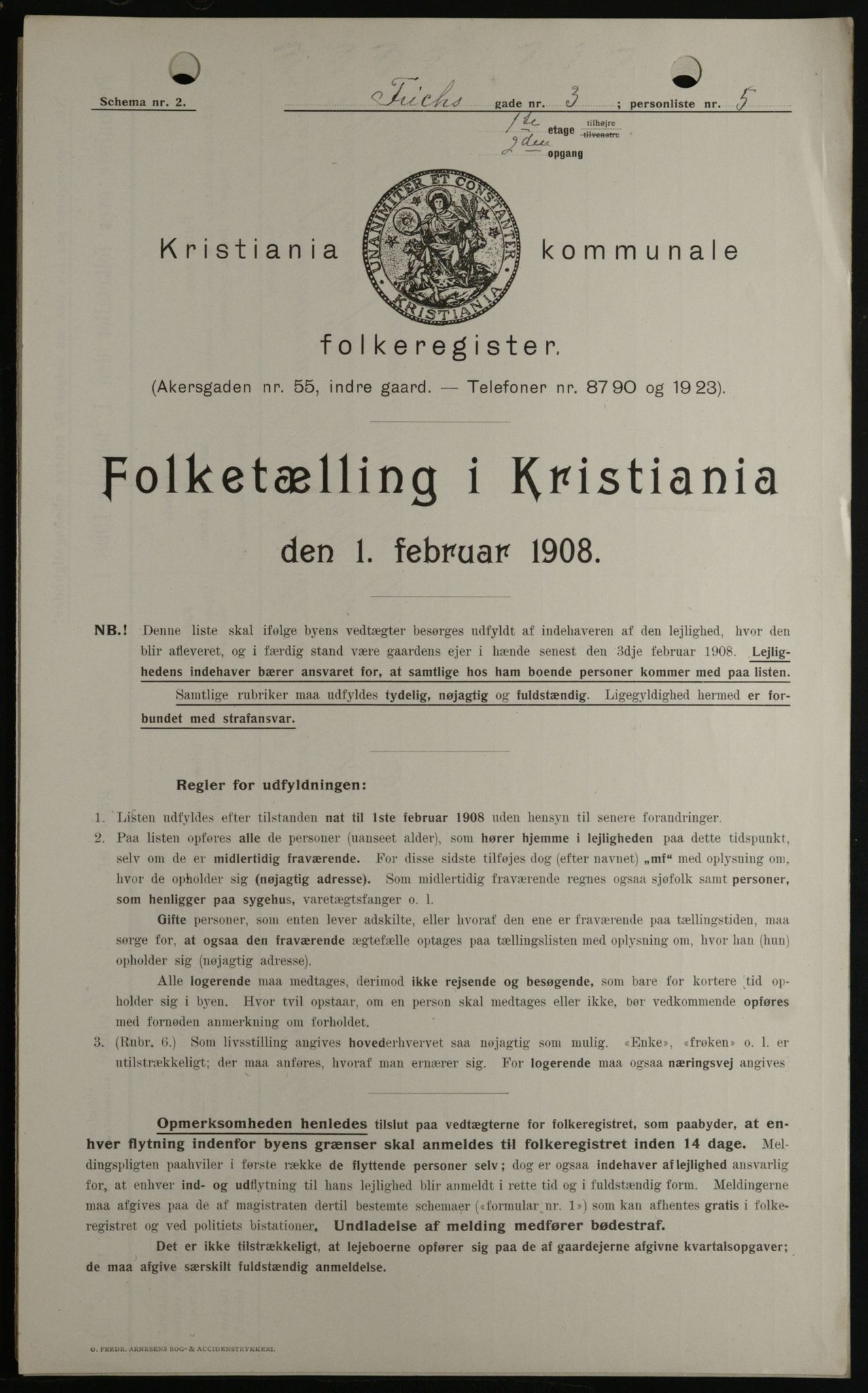 OBA, Kommunal folketelling 1.2.1908 for Kristiania kjøpstad, 1908, s. 24200