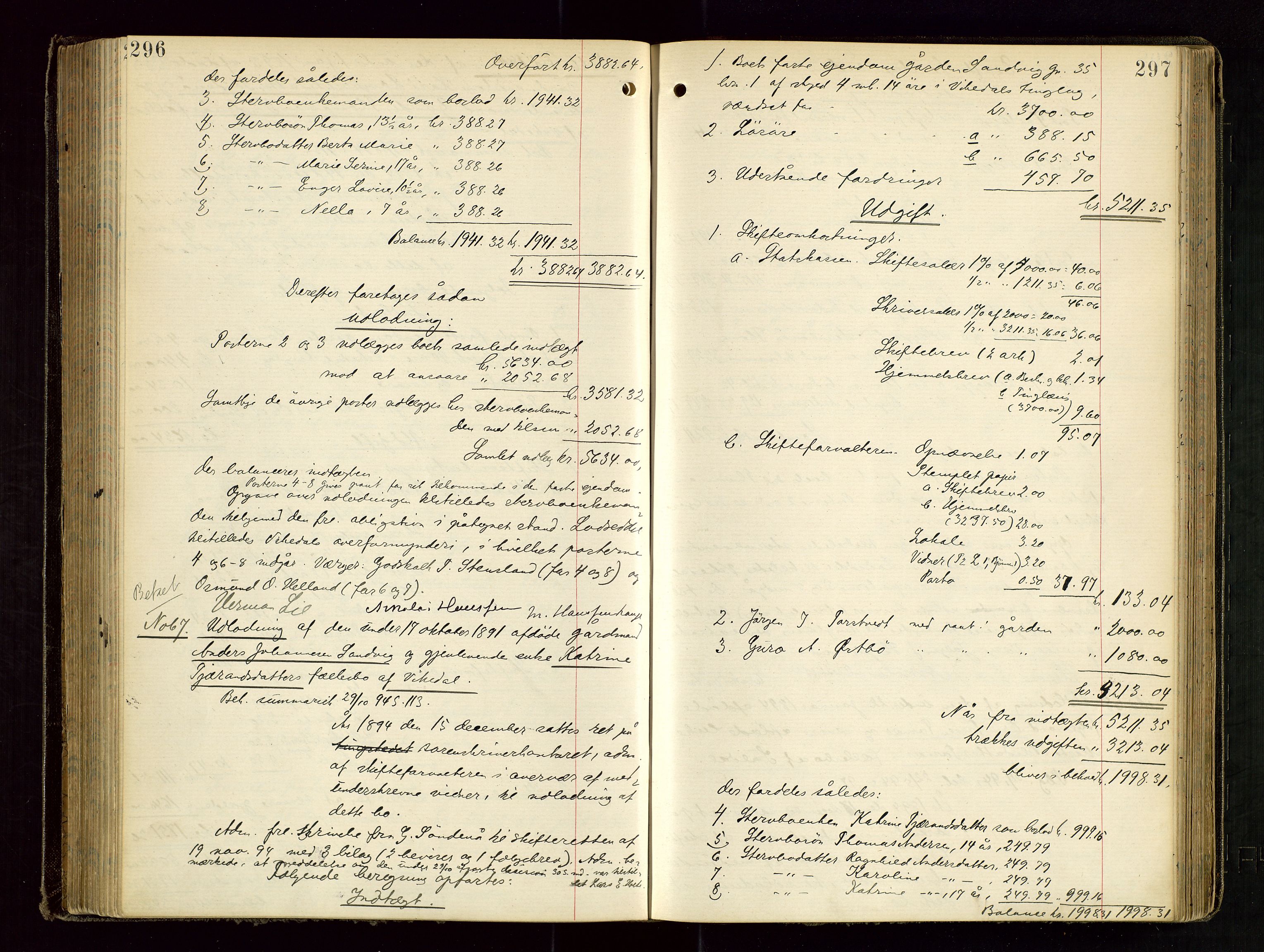 Ryfylke tingrett, SAST/A-100055/001/IV/IVD/L0029: Skifteprotokoll, register i protokollen, 1893-1897, s. 296-297