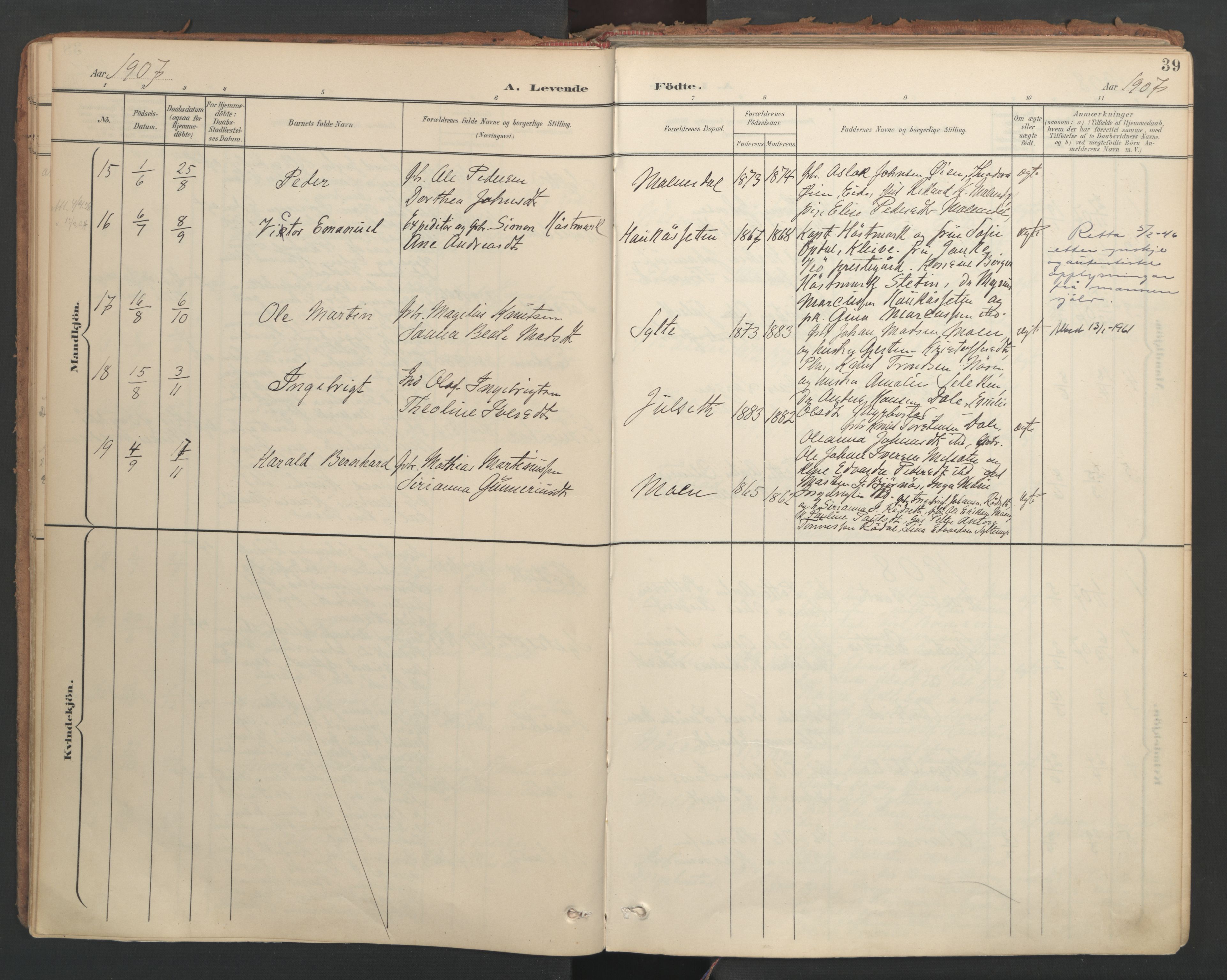 Ministerialprotokoller, klokkerbøker og fødselsregistre - Møre og Romsdal, AV/SAT-A-1454/564/L0741: Ministerialbok nr. 564A02, 1900-1976, s. 39
