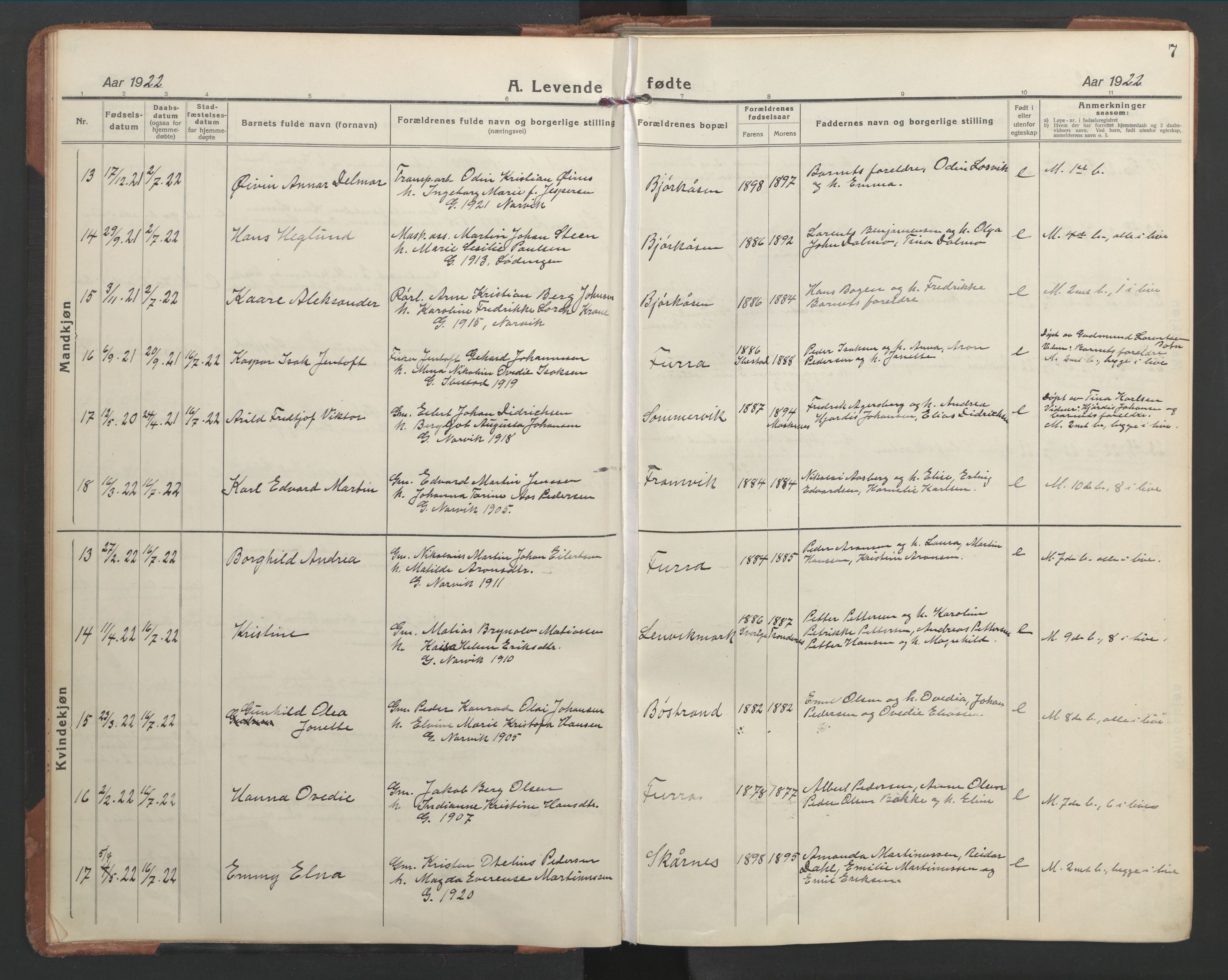 Ministerialprotokoller, klokkerbøker og fødselsregistre - Nordland, AV/SAT-A-1459/863/L0919: Klokkerbok nr. 863C09, 1921-1941, s. 7