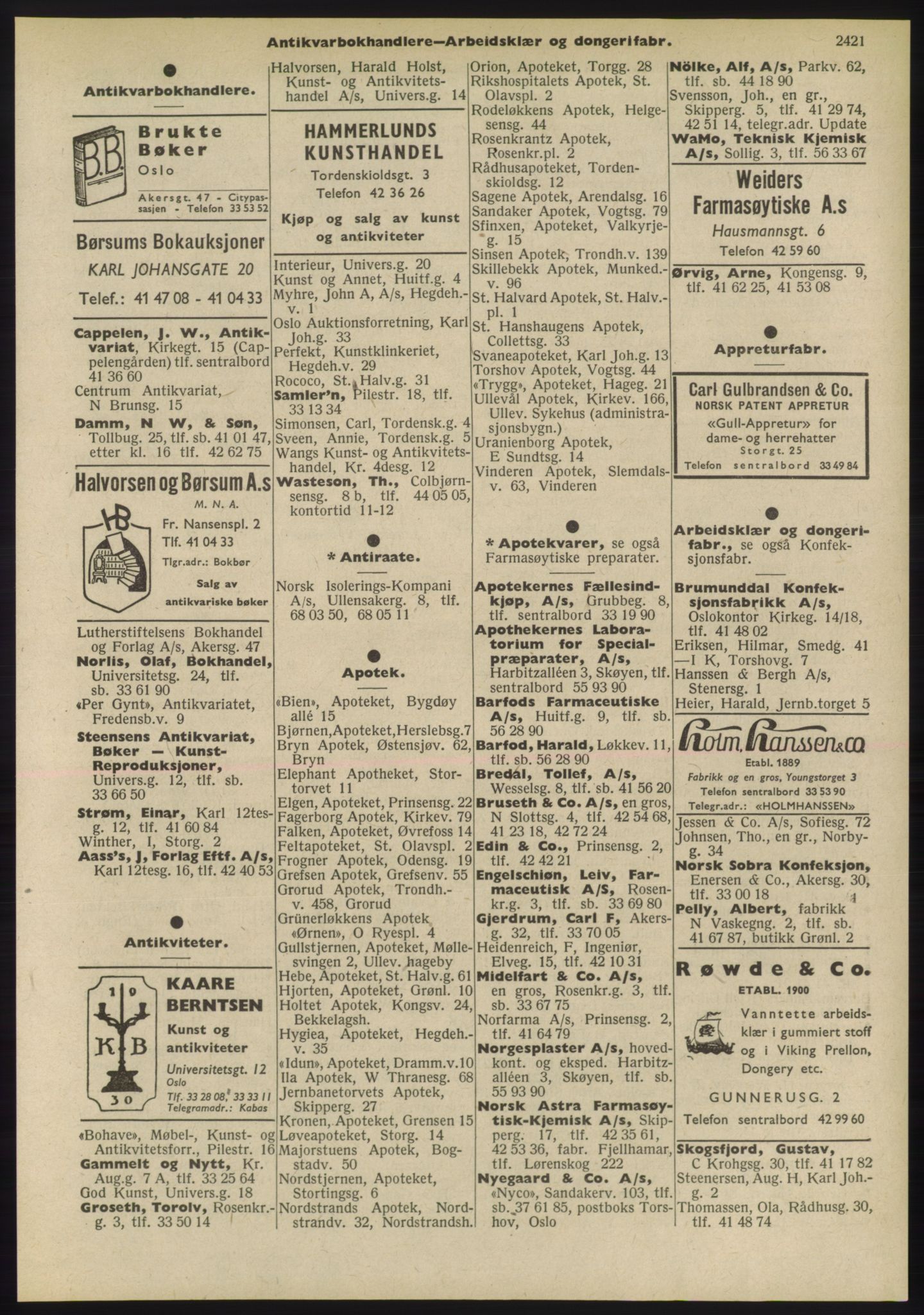 Kristiania/Oslo adressebok, PUBL/-, 1955, s. 2421