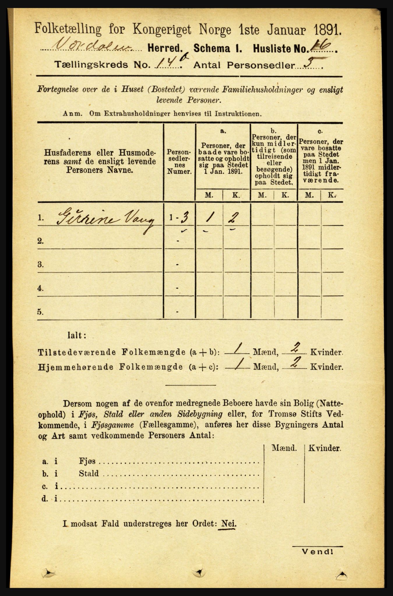 RA, Folketelling 1891 for 1721 Verdal herred, 1891, s. 7339
