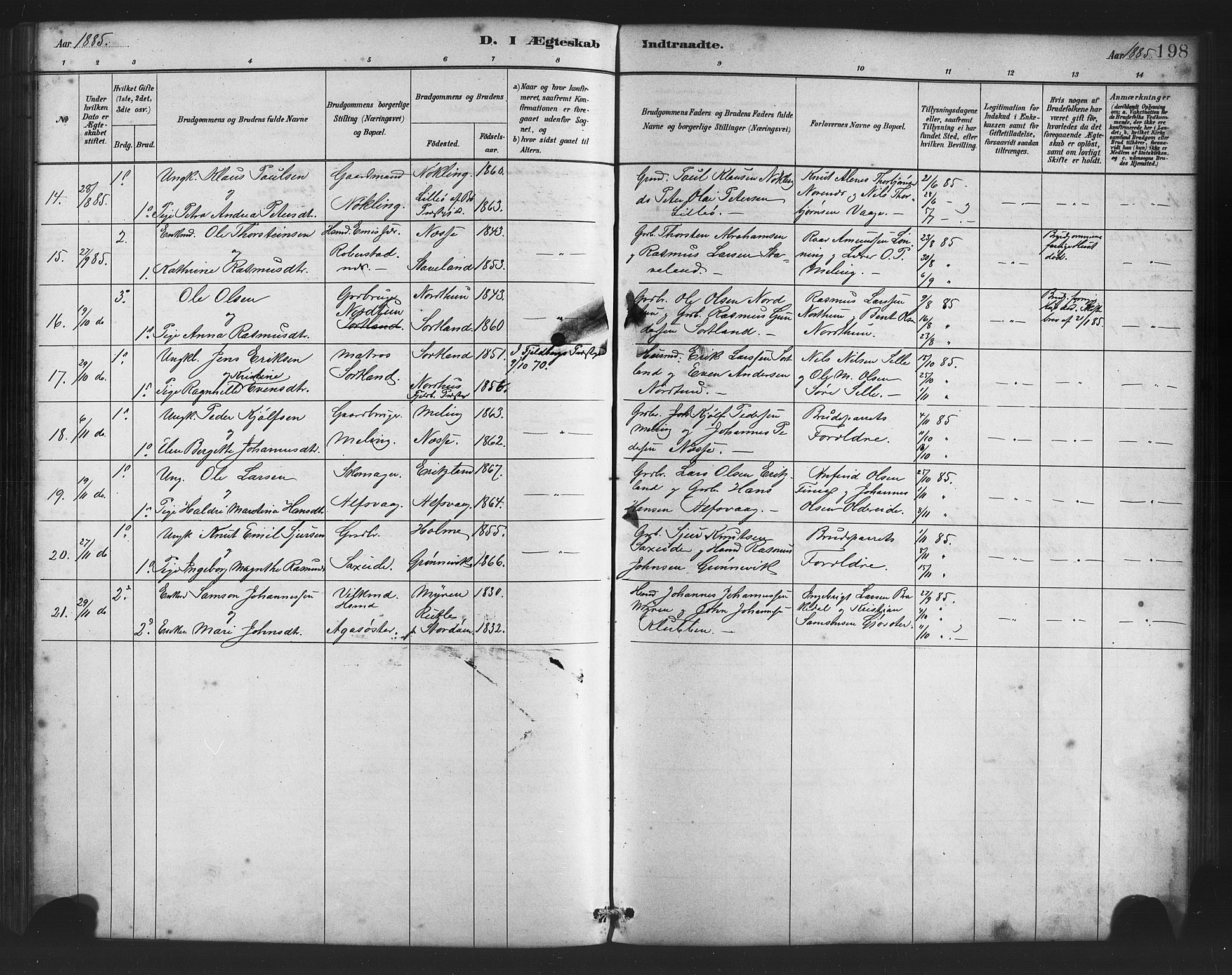 Finnås sokneprestembete, AV/SAB-A-99925/H/Ha/Haa/Haac/L0001: Ministerialbok nr. C 1, 1881-1894, s. 198
