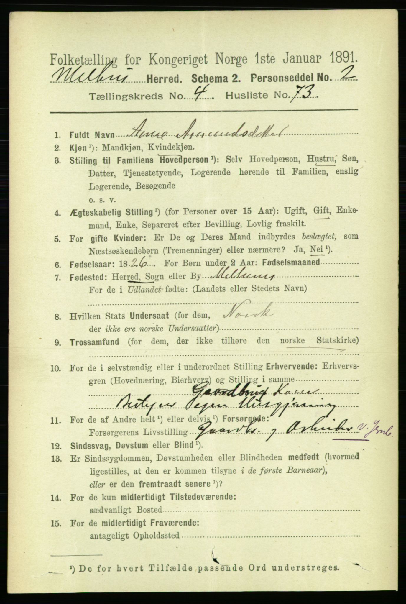RA, Folketelling 1891 for 1653 Melhus herred, 1891, s. 2347