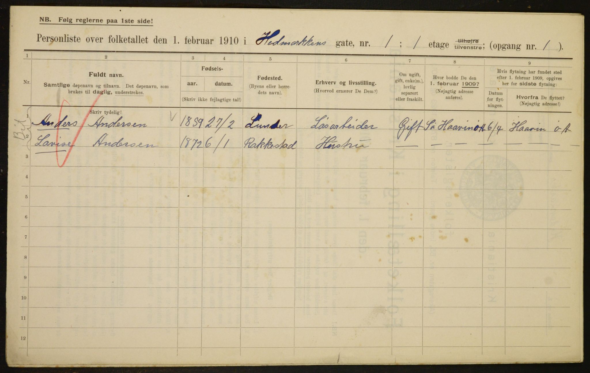 OBA, Kommunal folketelling 1.2.1910 for Kristiania, 1910, s. 34554