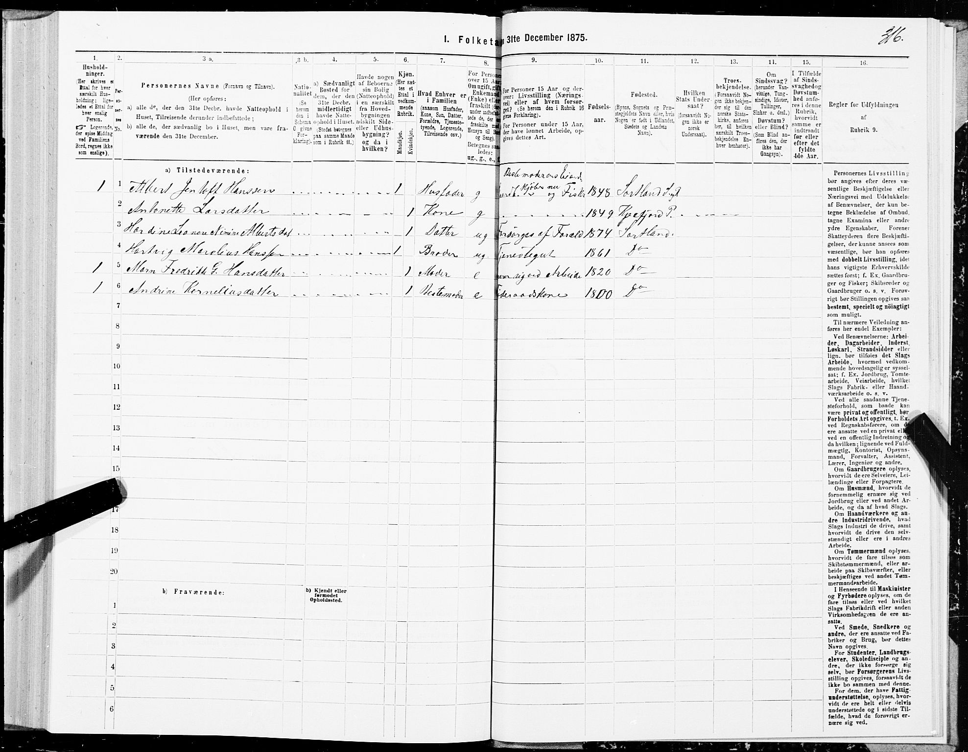 SAT, Folketelling 1875 for 1870P Sortland prestegjeld, 1875, s. 2316