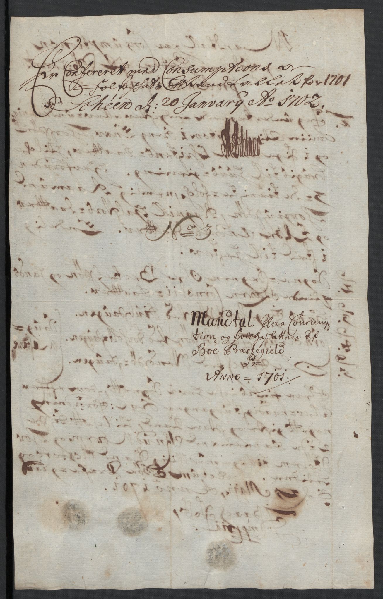 Rentekammeret inntil 1814, Reviderte regnskaper, Fogderegnskap, AV/RA-EA-4092/R36/L2105: Fogderegnskap Øvre og Nedre Telemark og Bamble, 1701, s. 121