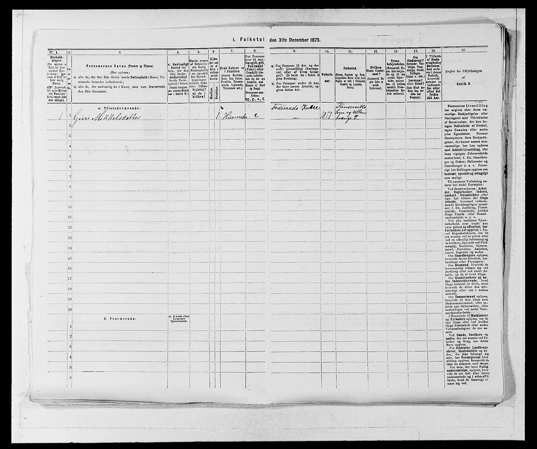 SAB, Folketelling 1875 for 1226P Strandebarm prestegjeld, 1875, s. 1168