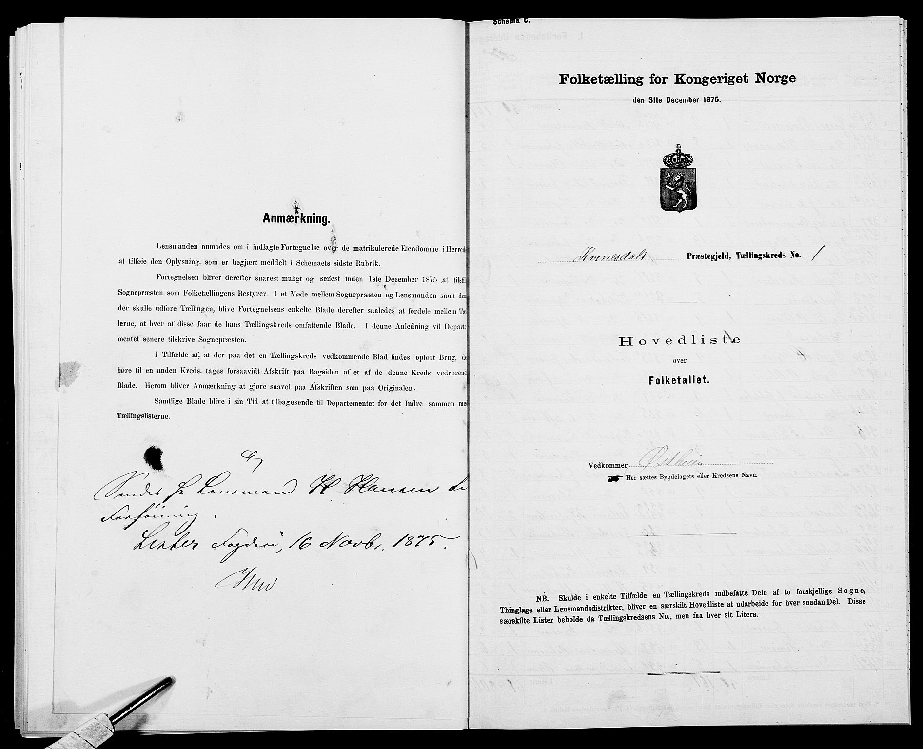 SAK, Folketelling 1875 for 1037P Kvinesdal prestegjeld, 1875, s. 53