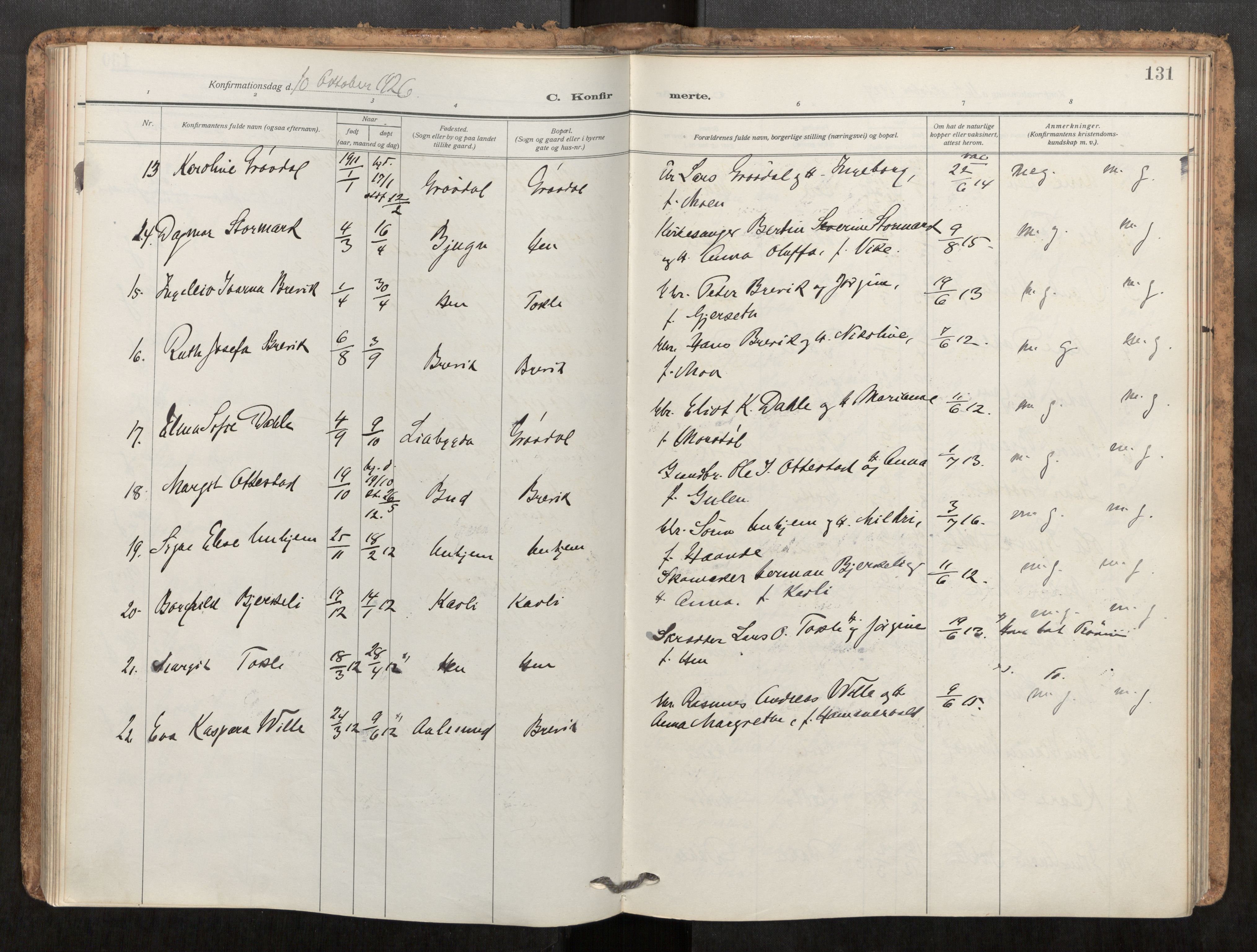 Ministerialprotokoller, klokkerbøker og fødselsregistre - Møre og Romsdal, AV/SAT-A-1454/545/L0596: Ministerialbok nr. 545A04, 1921-1956, s. 131