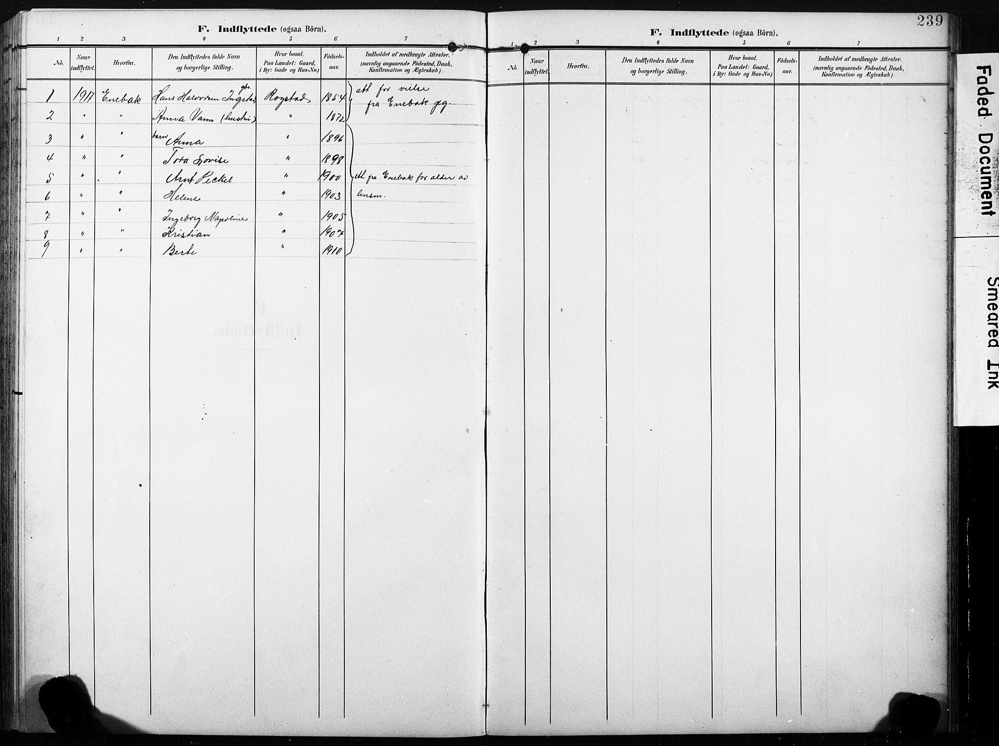 Sandsvær kirkebøker, AV/SAKO-A-244/G/Gd/L0004a: Klokkerbok nr. IV 4A, 1901-1932, s. 239