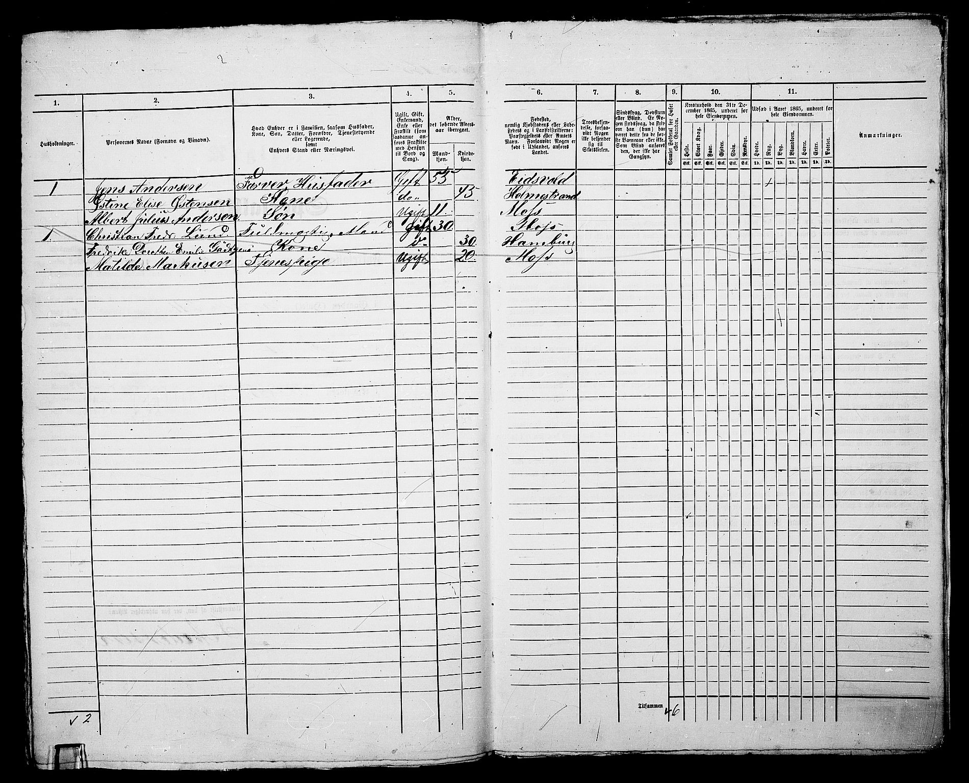 RA, Folketelling 1865 for 0104B Moss prestegjeld, Moss kjøpstad, 1865, s. 343