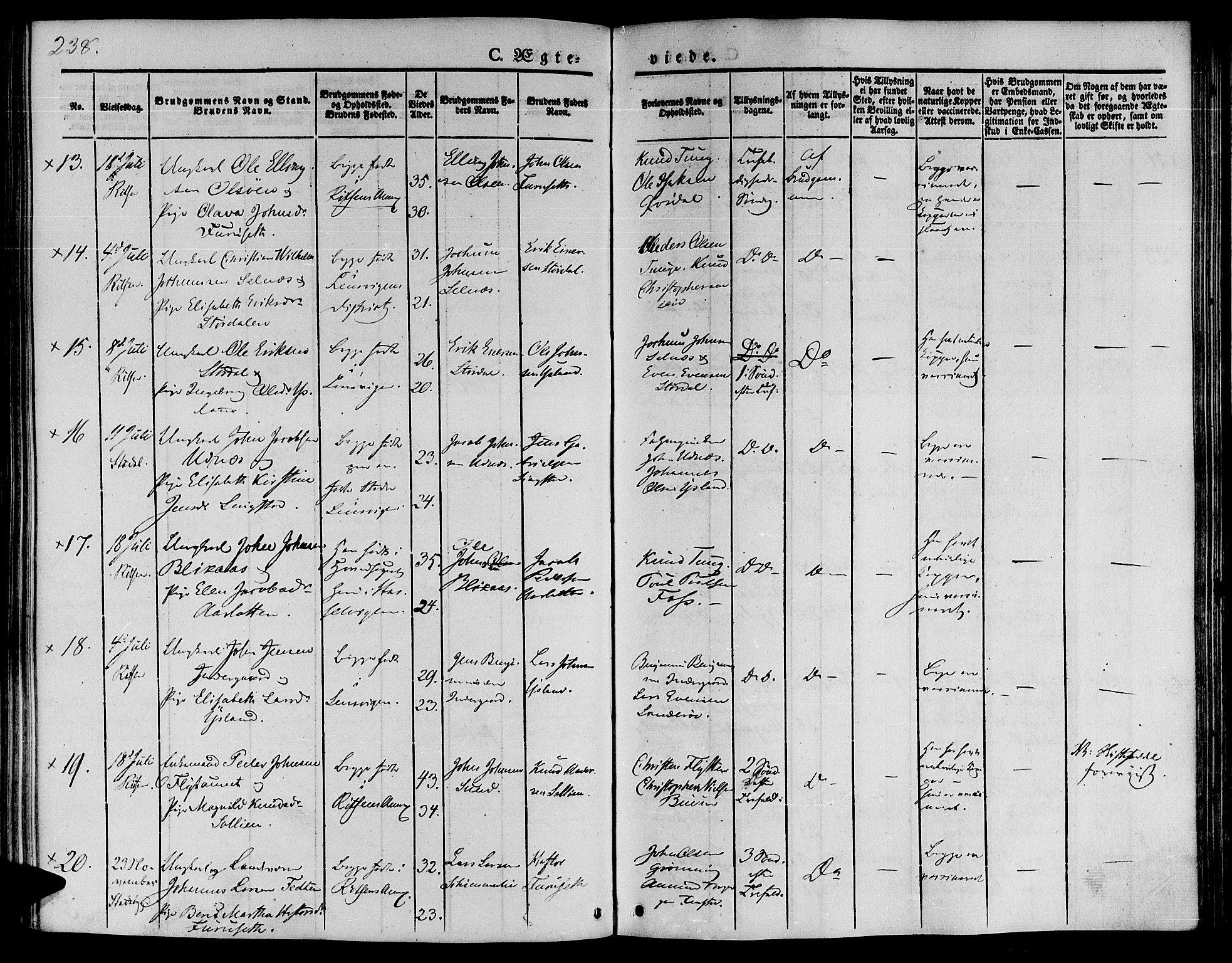 Ministerialprotokoller, klokkerbøker og fødselsregistre - Sør-Trøndelag, SAT/A-1456/646/L0610: Ministerialbok nr. 646A08, 1837-1847, s. 238