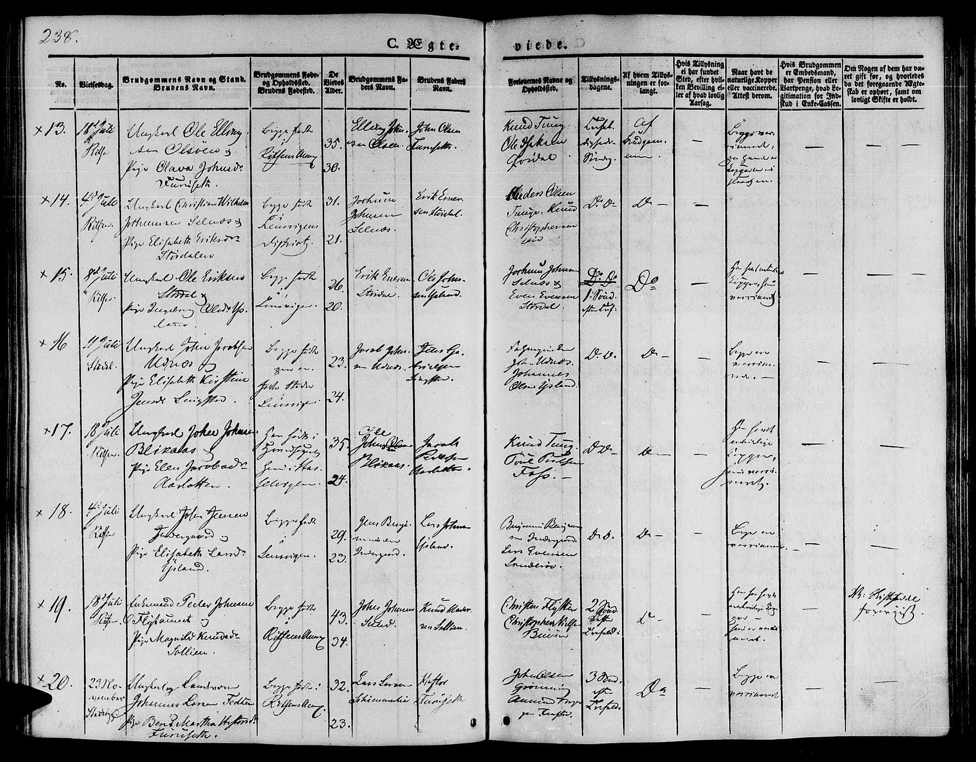 Ministerialprotokoller, klokkerbøker og fødselsregistre - Sør-Trøndelag, AV/SAT-A-1456/646/L0610: Ministerialbok nr. 646A08, 1837-1847, s. 238