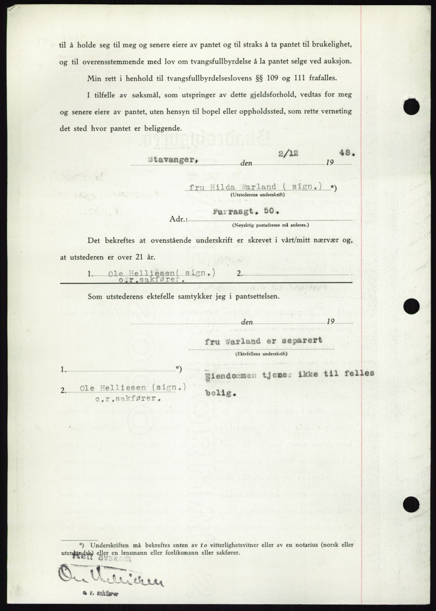 Stavanger byrett, SAST/A-100455/002/G/Gb/L0032: Pantebok, 1947-1950, Dagboknr: 2881/1948