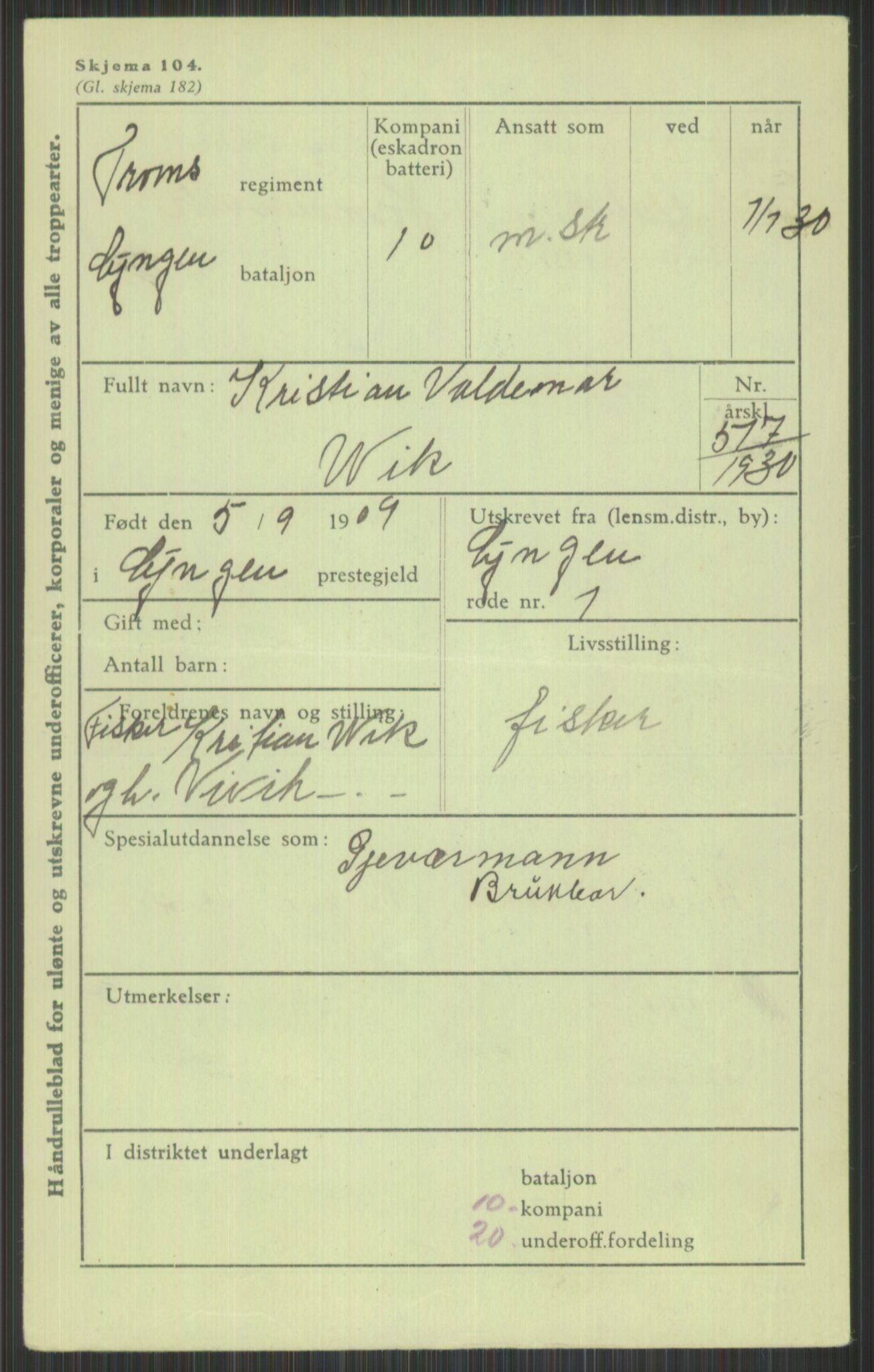 Forsvaret, Troms infanteriregiment nr. 16, AV/RA-RAFA-3146/P/Pa/L0014: Rulleblad for regimentets menige mannskaper, årsklasse 1930, 1930, s. 1091