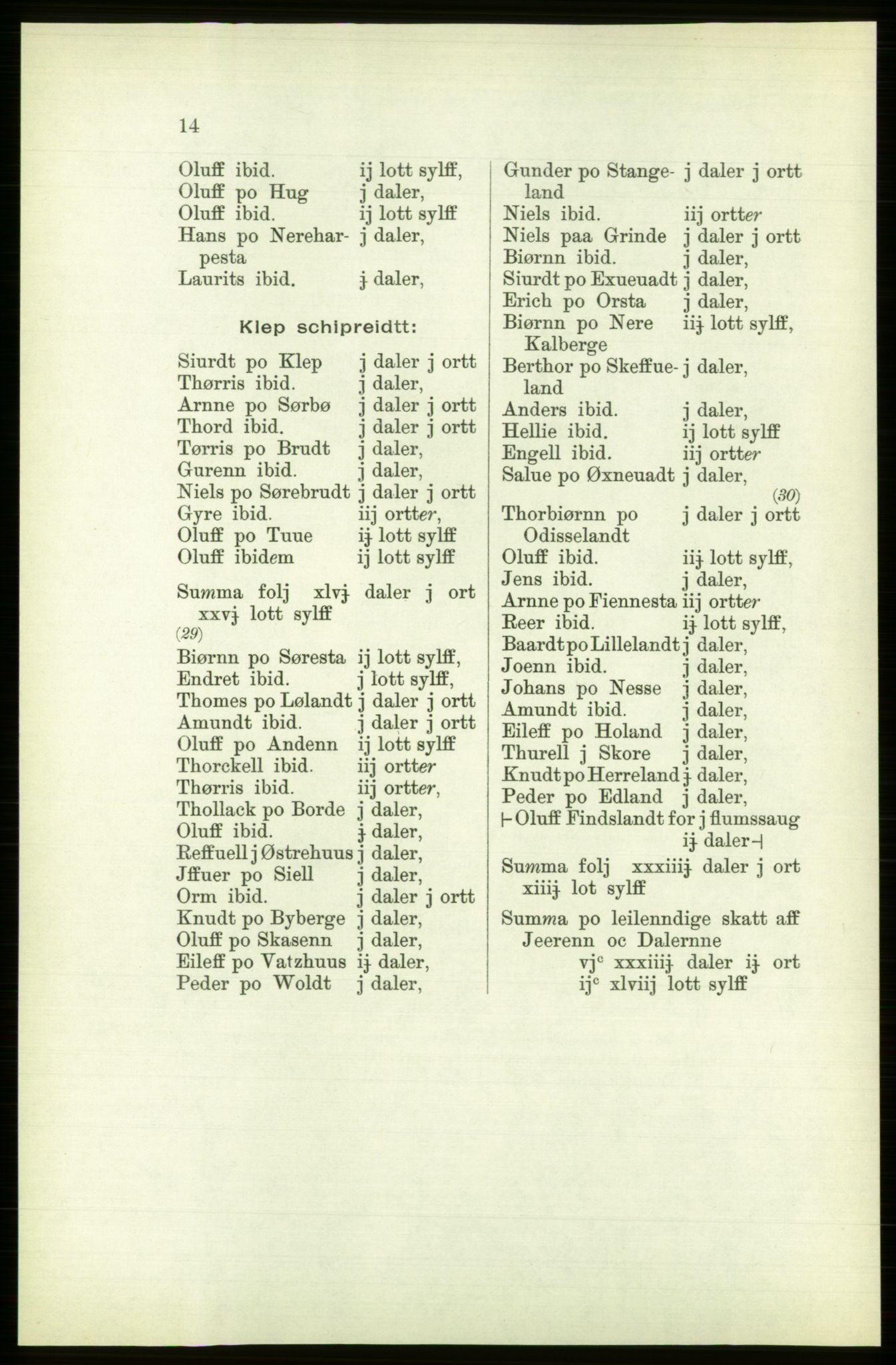 Publikasjoner utgitt av Arkivverket, PUBL/PUBL-001/C/0003: Bind 3: Skatten av Bergenhus len 1563, 1563, s. 14