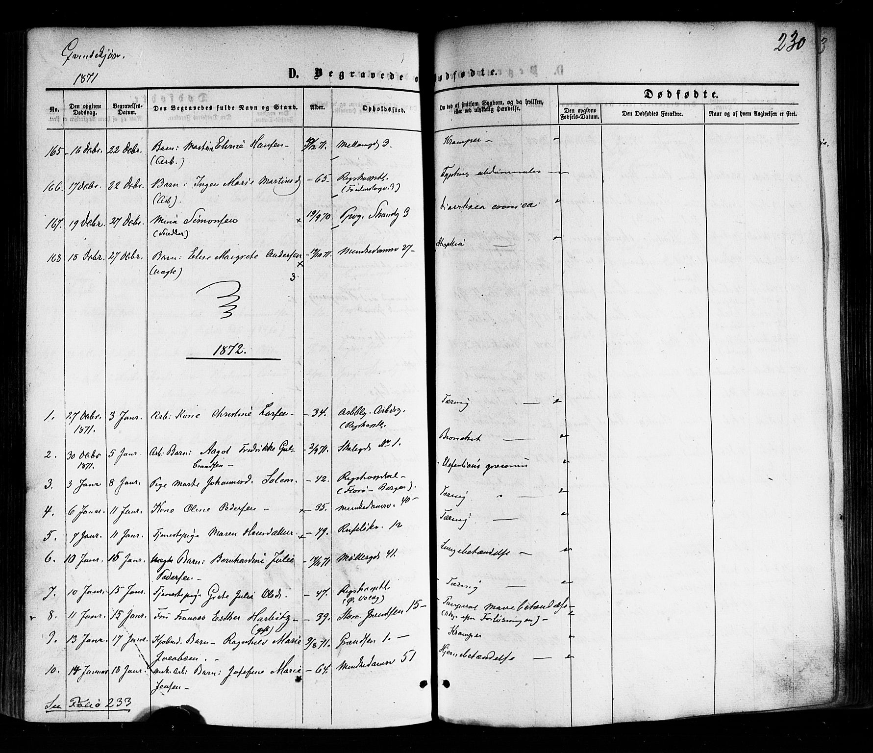 Trefoldighet prestekontor Kirkebøker, AV/SAO-A-10882/F/Fd/L0001: Ministerialbok nr. IV 1, 1858-1877, s. 230