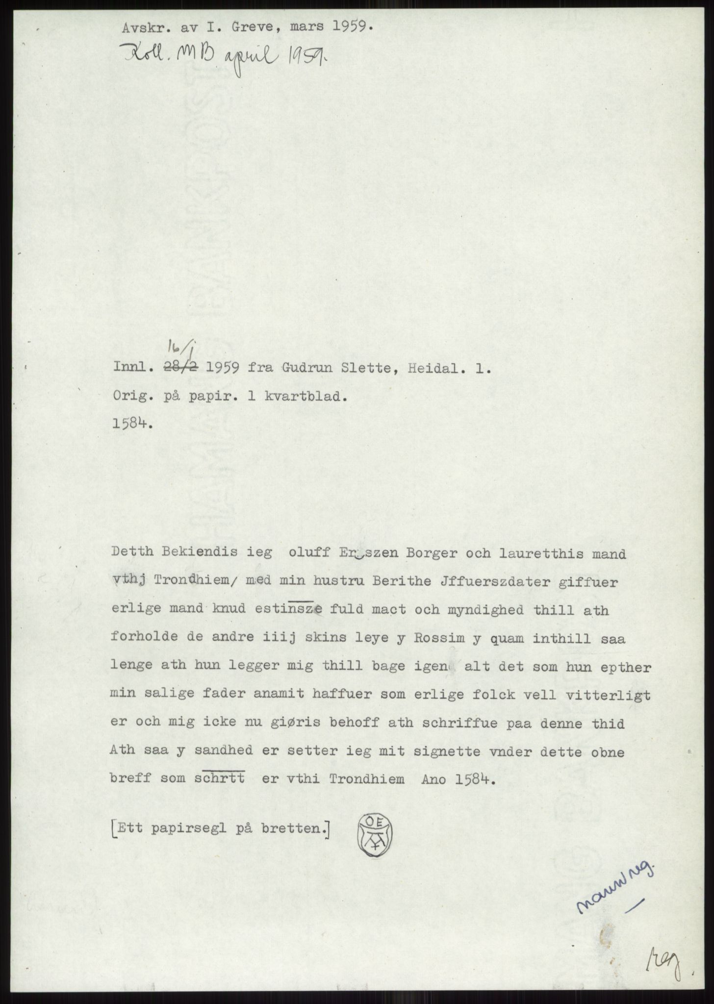 Samlinger til kildeutgivelse, Diplomavskriftsamlingen, AV/RA-EA-4053/H/Ha, s. 2