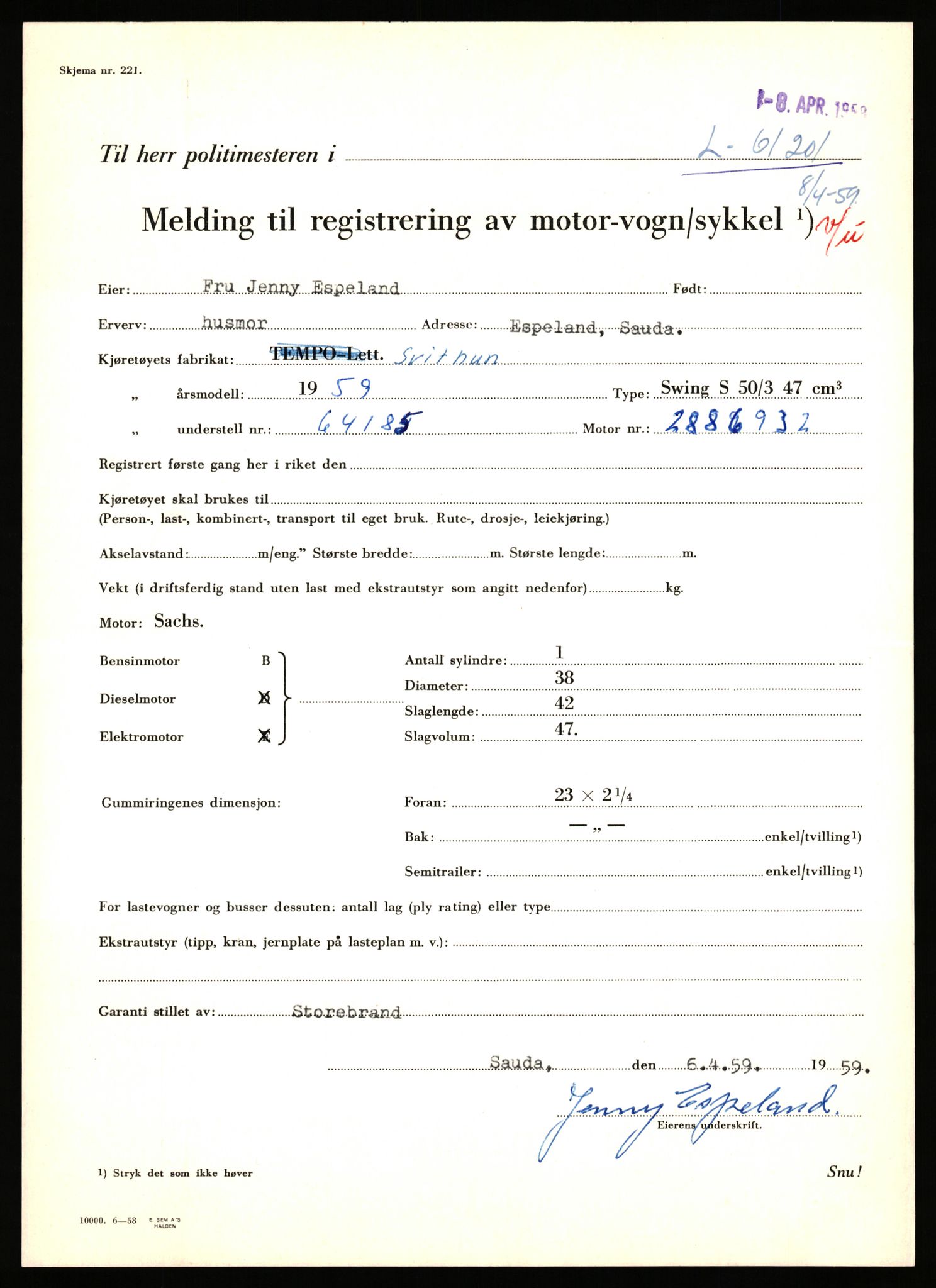 Stavanger trafikkstasjon, SAST/A-101942/0/F/L0060: L-60700 - L-61299, 1930-1971, s. 1717