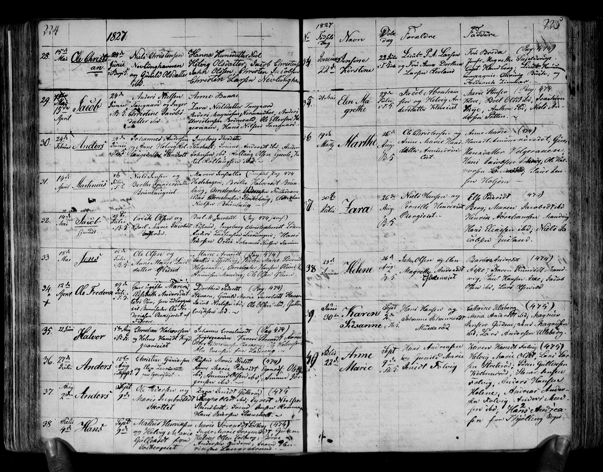 Brunlanes kirkebøker, SAKO/A-342/F/Fa/L0002: Ministerialbok nr. I 2, 1802-1834, s. 224-225