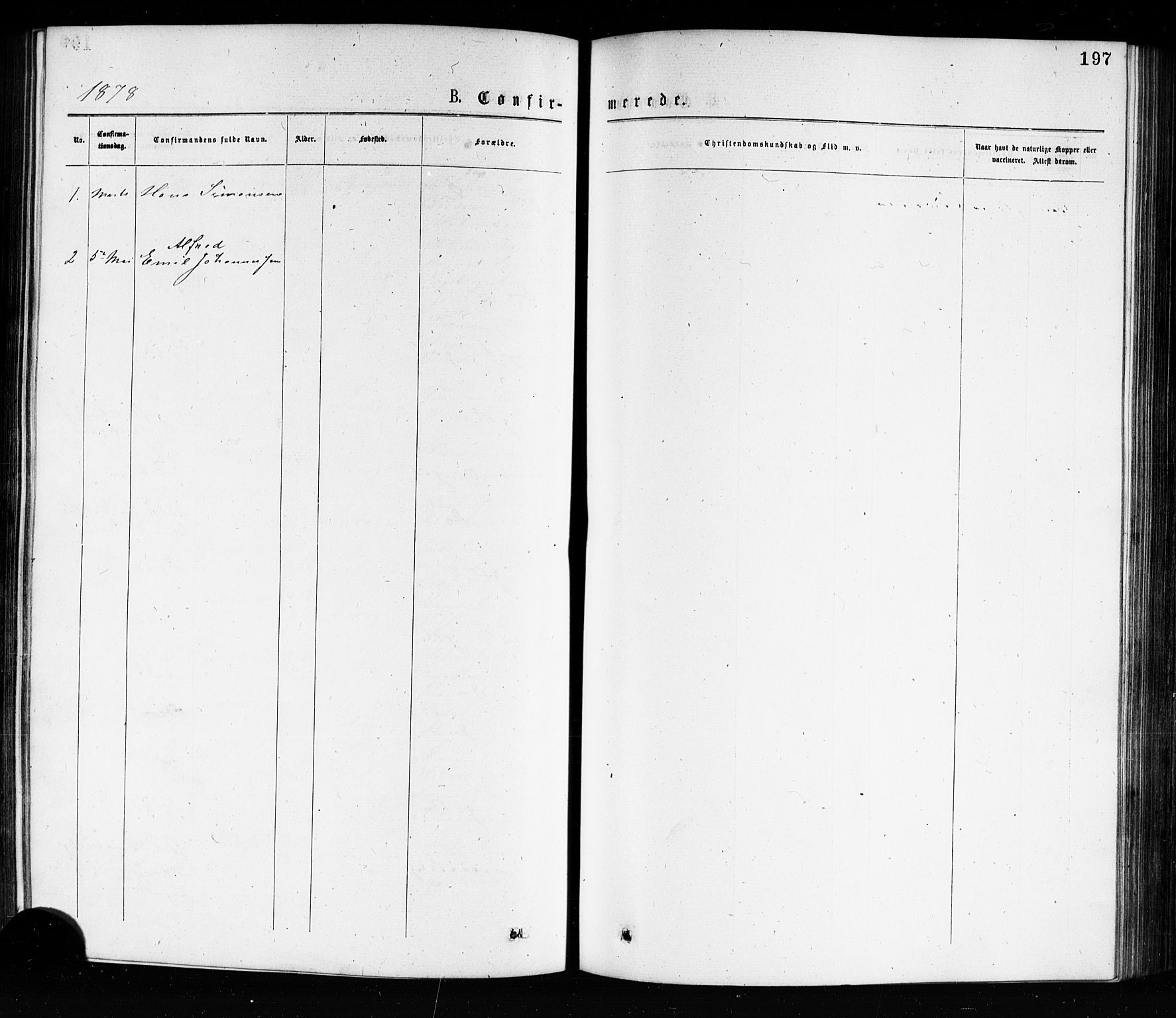 Porsgrunn kirkebøker , AV/SAKO-A-104/G/Ga/L0003: Klokkerbok nr. I 3, 1877-1915, s. 197
