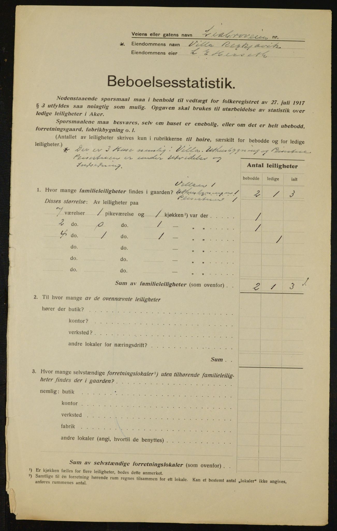 OBA, Kommunal folketelling 1.12.1917 for Aker, 1917, s. 17231