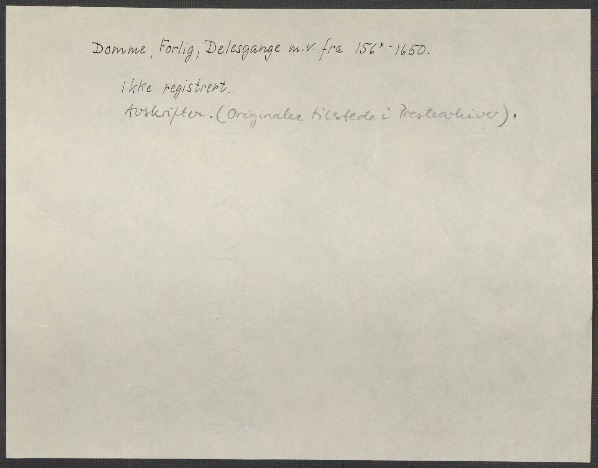 Riksarkivets diplomsamling, AV/RA-EA-5965/F15/L0028: Prestearkiv - Telemark, 1572-1769, s. 158