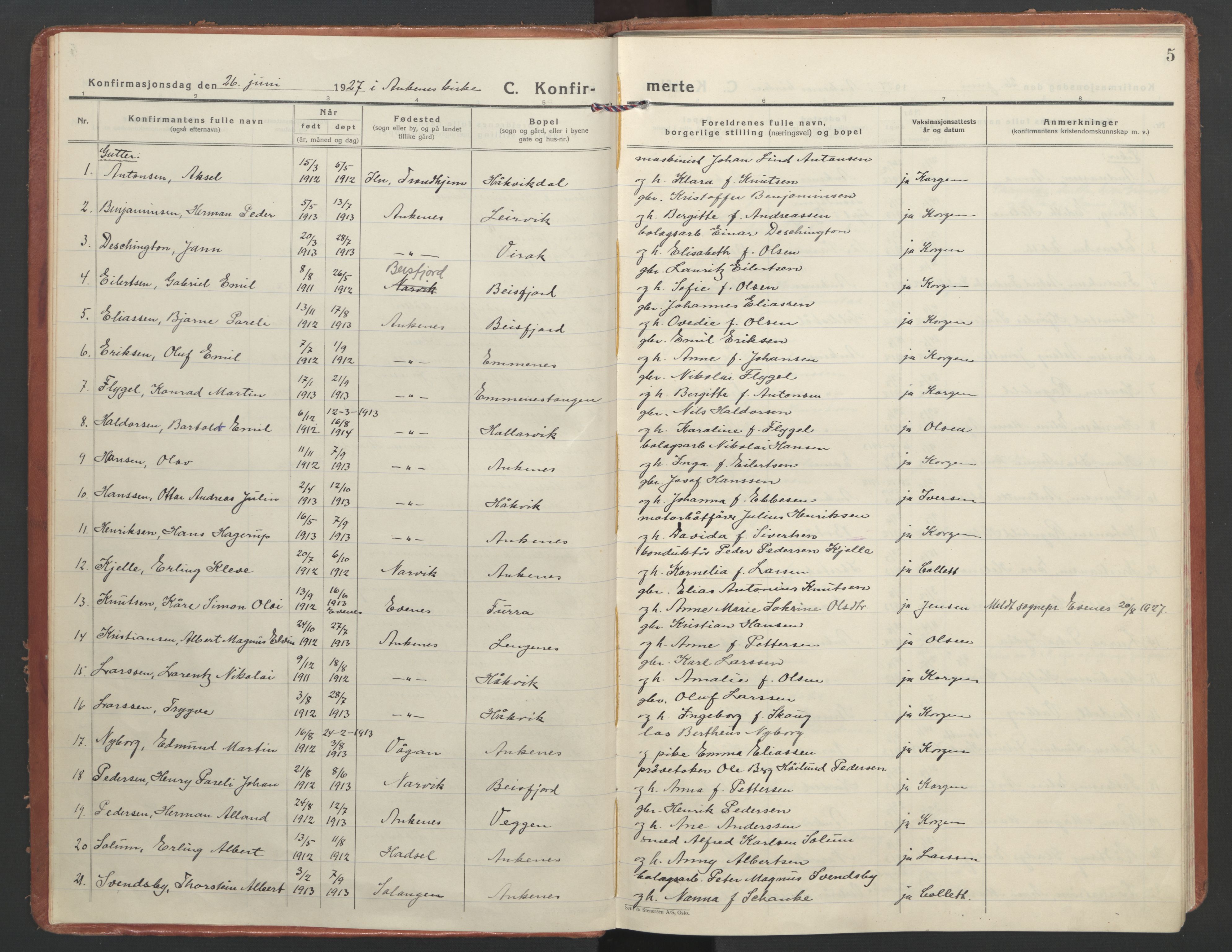 Ministerialprotokoller, klokkerbøker og fødselsregistre - Nordland, AV/SAT-A-1459/866/L0946: Ministerialbok nr. 866A09, 1926-1944, s. 5