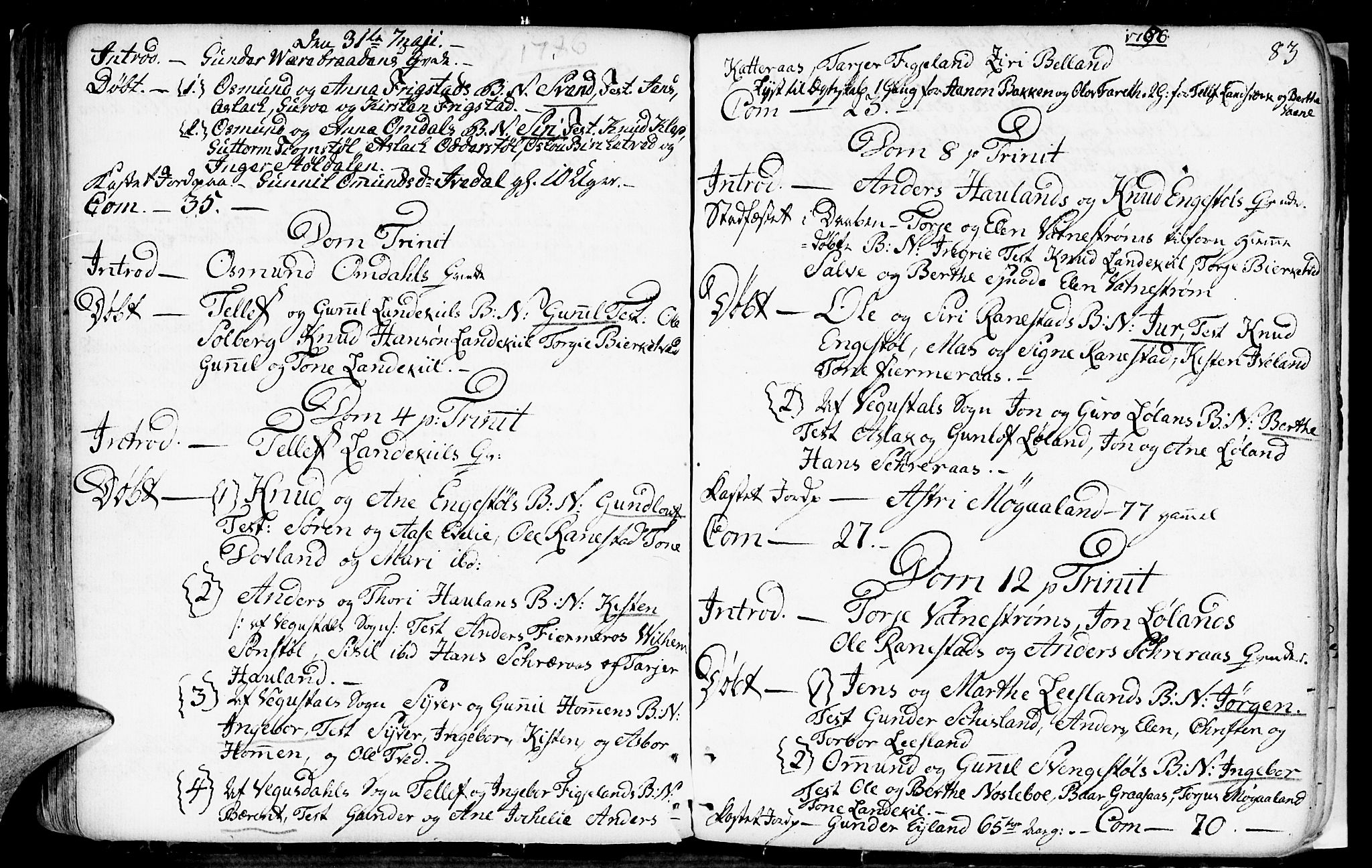 Evje sokneprestkontor, AV/SAK-1111-0008/F/Fa/Fac/L0002: Ministerialbok nr. A 2, 1765-1816, s. 83
