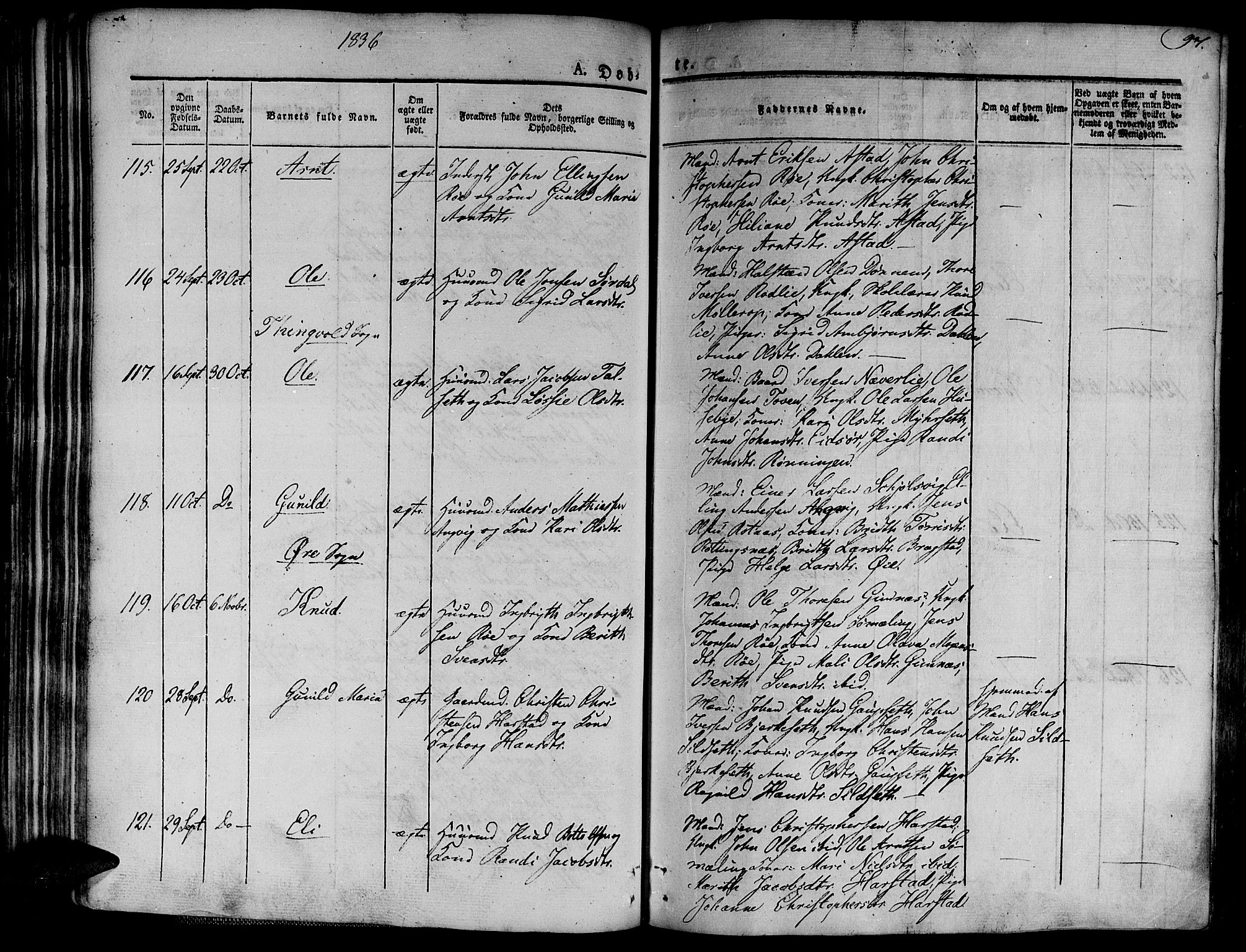 Ministerialprotokoller, klokkerbøker og fødselsregistre - Møre og Romsdal, AV/SAT-A-1454/586/L0983: Ministerialbok nr. 586A09, 1829-1843, s. 97