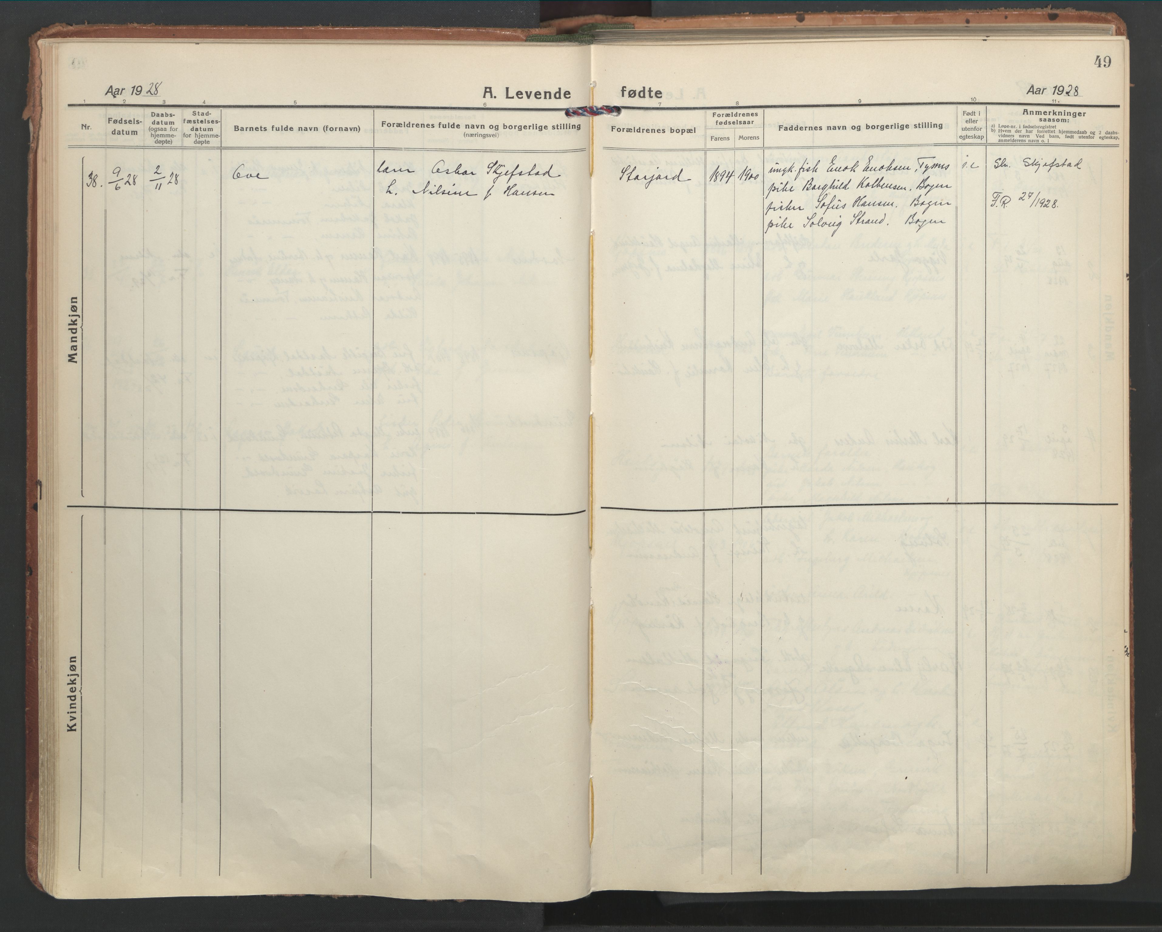Ministerialprotokoller, klokkerbøker og fødselsregistre - Nordland, AV/SAT-A-1459/861/L0873: Ministerialbok nr. 861A08, 1923-1932, s. 49