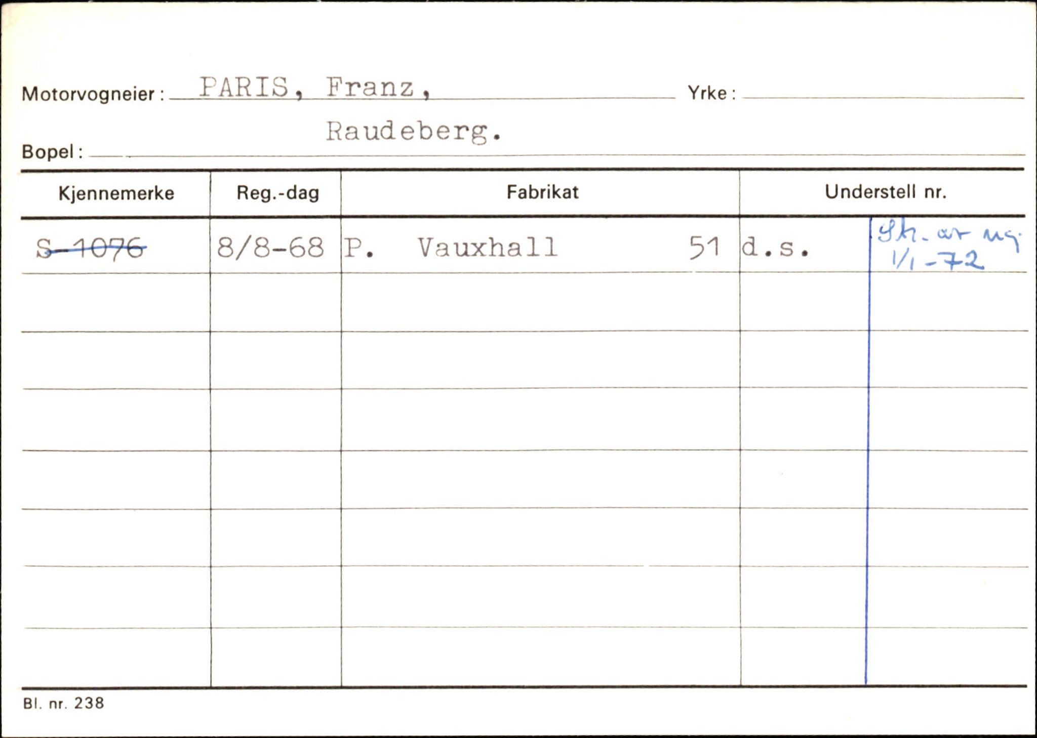 Statens vegvesen, Sogn og Fjordane vegkontor, SAB/A-5301/4/F/L0144: Registerkort Vågsøy A-R, 1945-1975, s. 2247