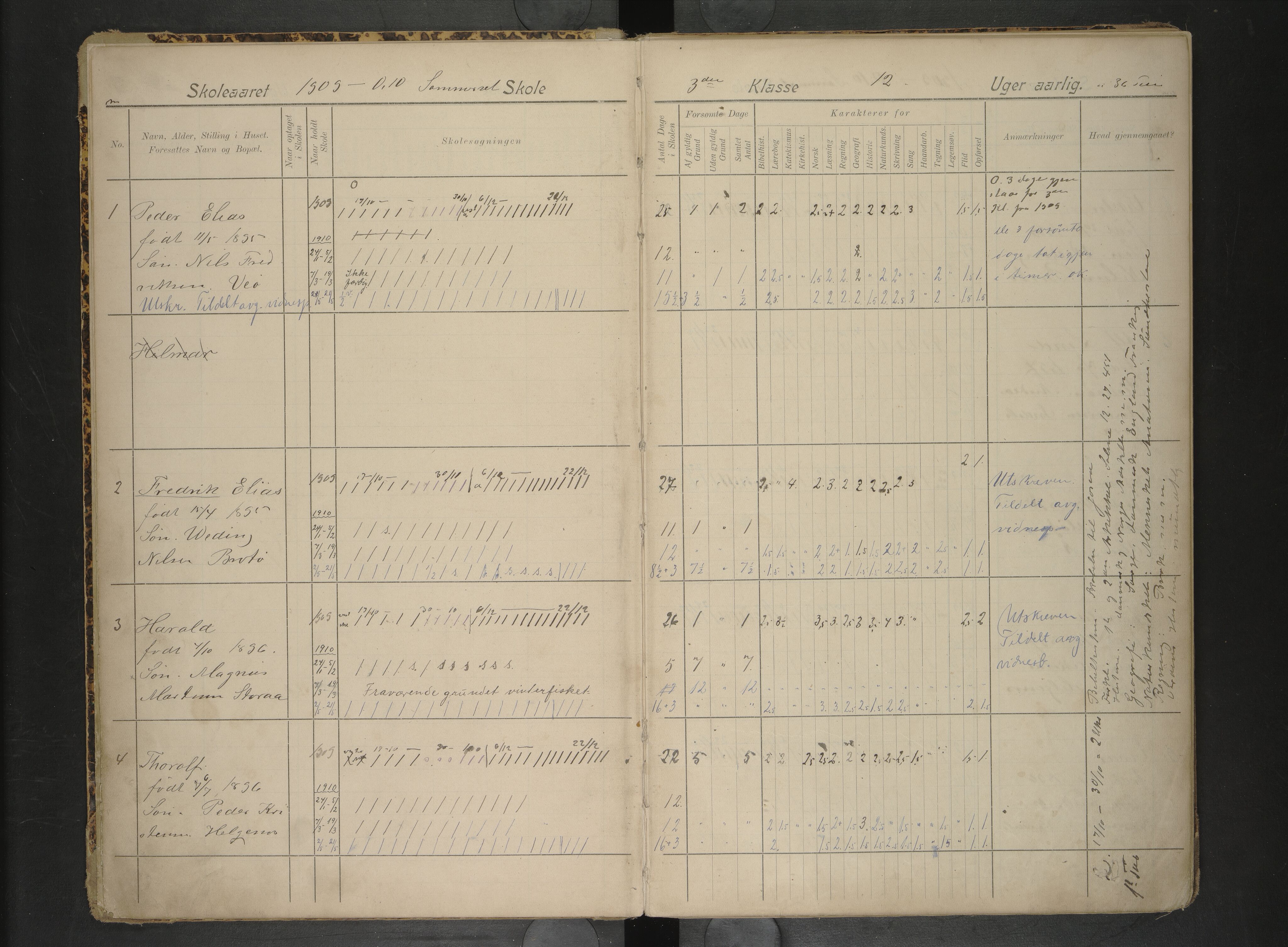 Hadsel kommune. Raftsund skoledistrikt, AIN/K-18660.510.35/F/L0010: Skoleprotokoll Sommerset, Storå,, 1904-1916