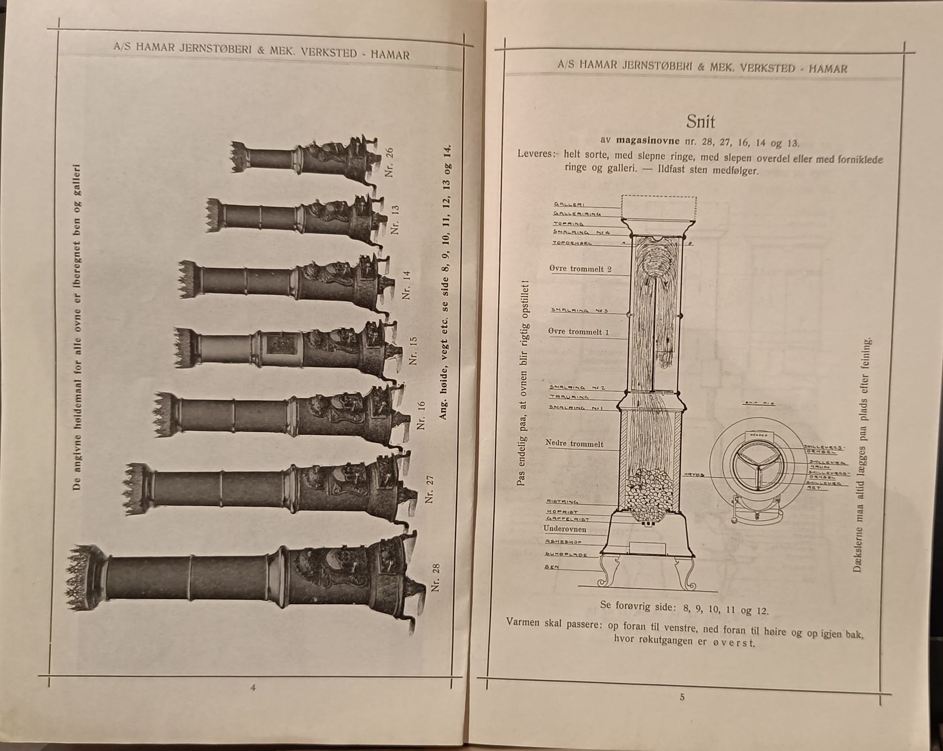 Næs Jernverksmuseets samling av historiske ovnskataloger, NESJ/NJM-006/01/L0063: Hamar Jernstøberi & Mek. Verksted, Hamar, 1915