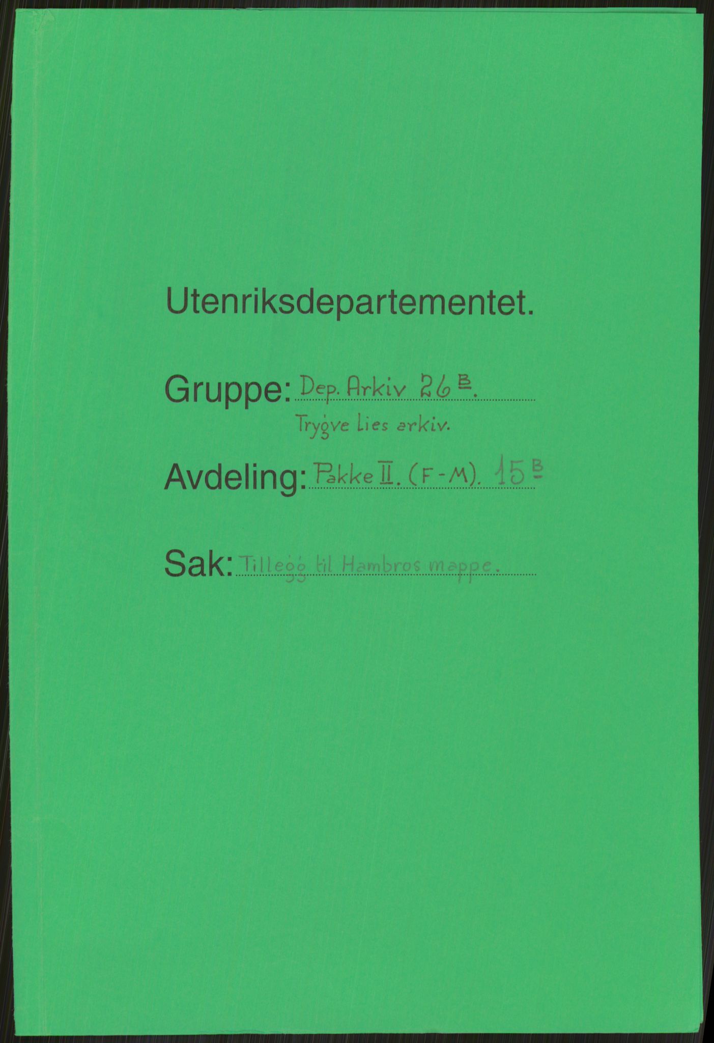 Lie, Trygve, RA/PA-1407/D/L0002: Blandet korrespondanse., 1940-1957, s. 1320