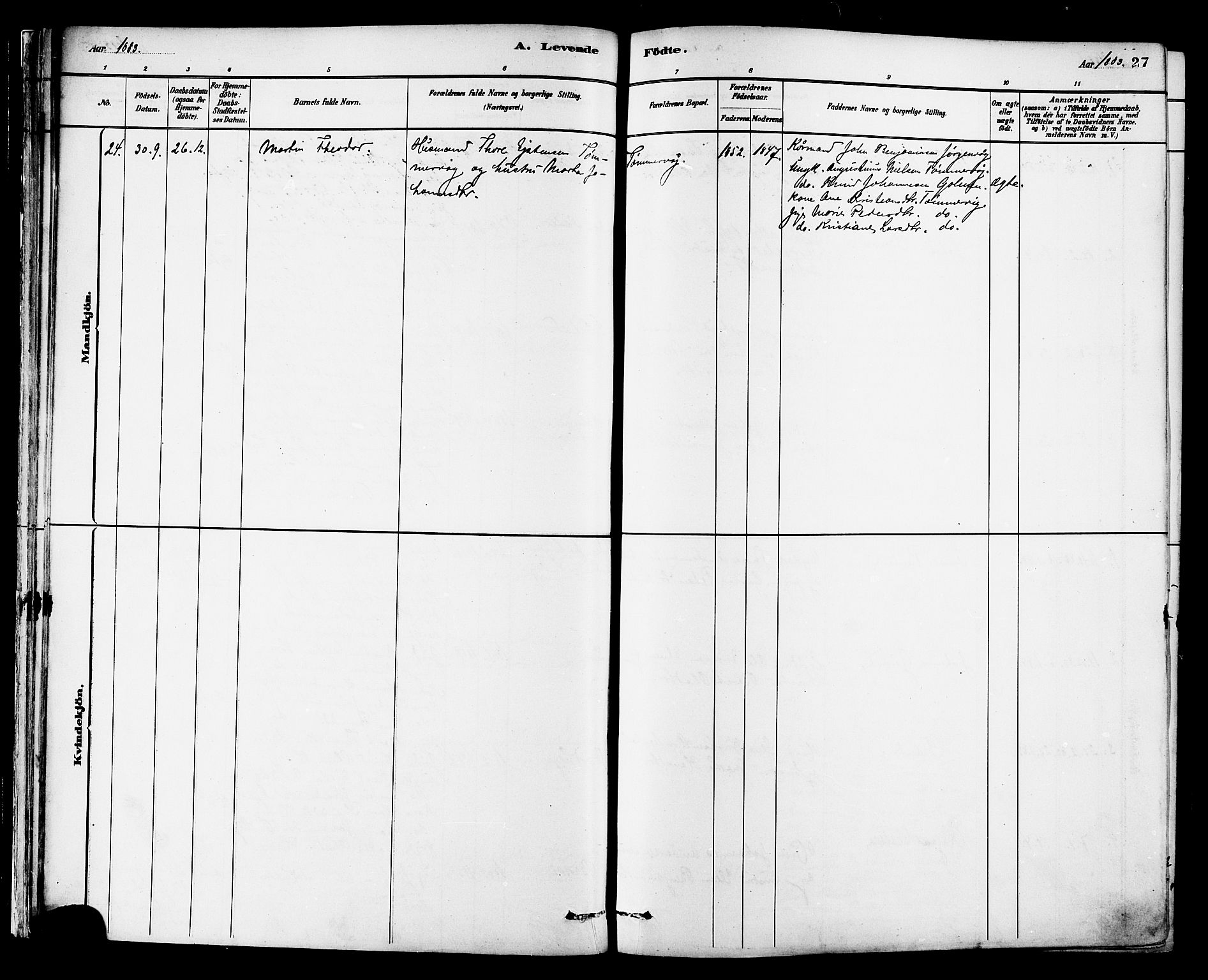 Ministerialprotokoller, klokkerbøker og fødselsregistre - Møre og Romsdal, AV/SAT-A-1454/577/L0896: Ministerialbok nr. 577A03, 1880-1898, s. 27