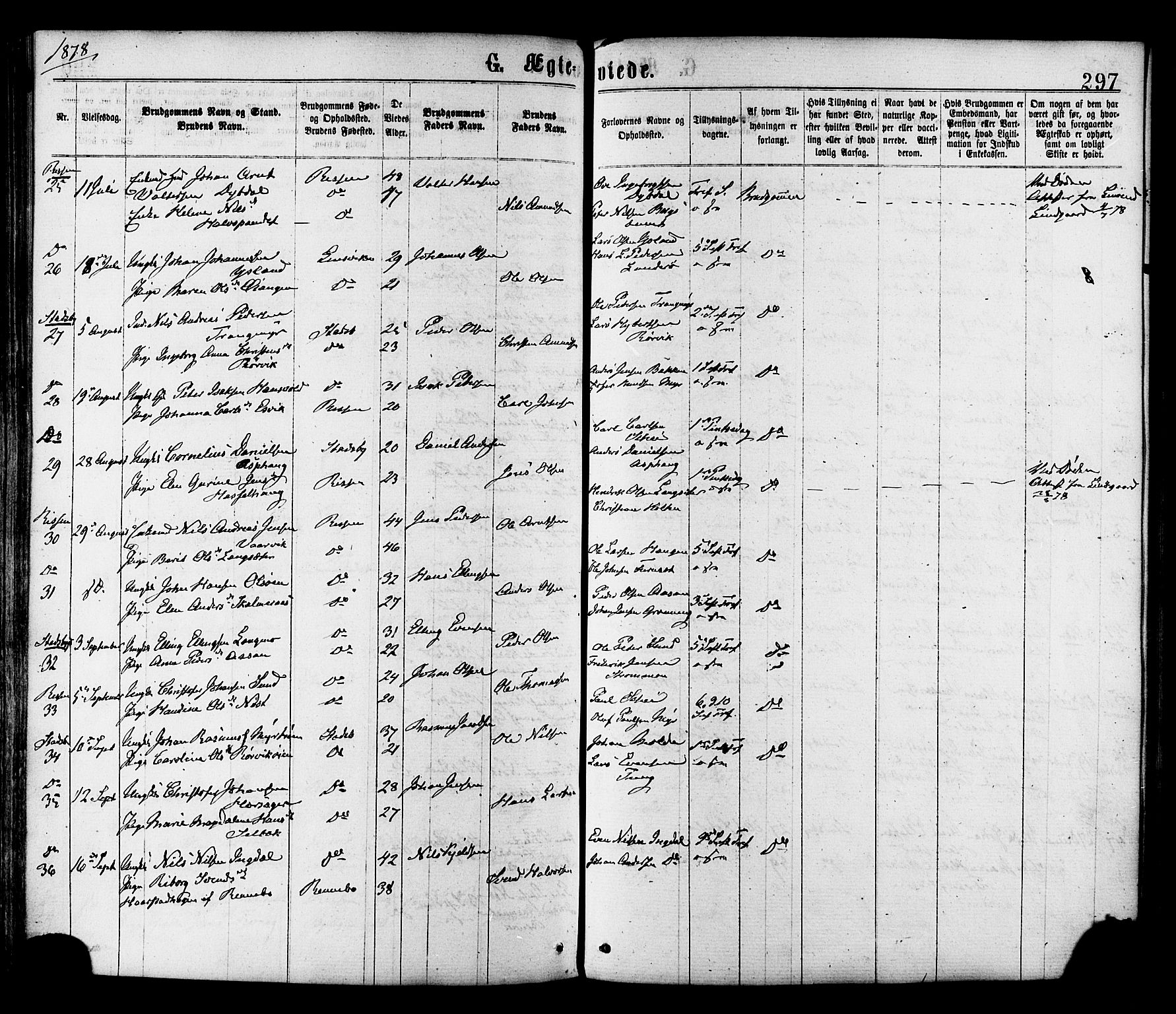 Ministerialprotokoller, klokkerbøker og fødselsregistre - Sør-Trøndelag, AV/SAT-A-1456/646/L0613: Ministerialbok nr. 646A11, 1870-1884, s. 297